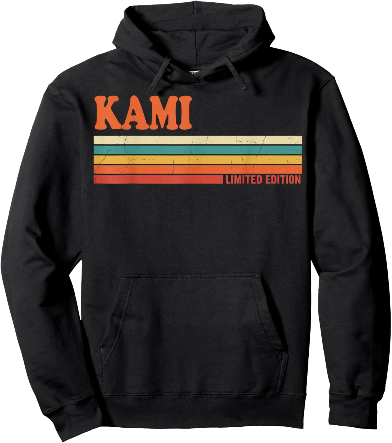 KAMI Retro Personalized First Name Vintage Stripes Hoodie - Hoodie | Black