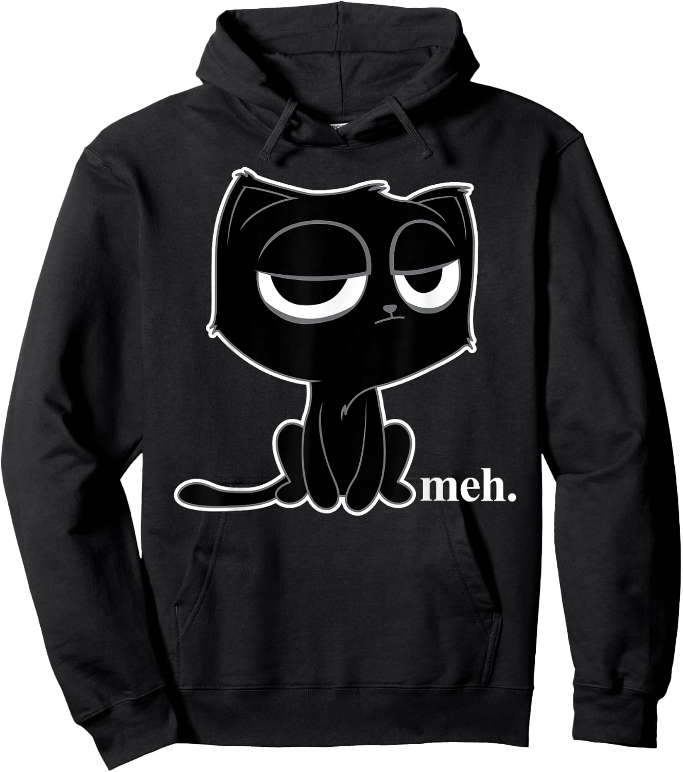 Funny Meh Cat - Cute Kitty Shirt Hoodie - Hoodie | Black