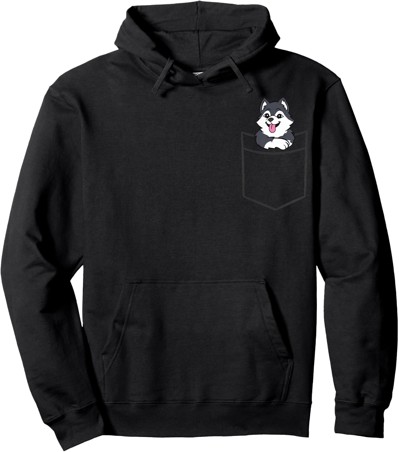 Husky In The Pocket Cute Husky Hoodie - Hoodie | Black