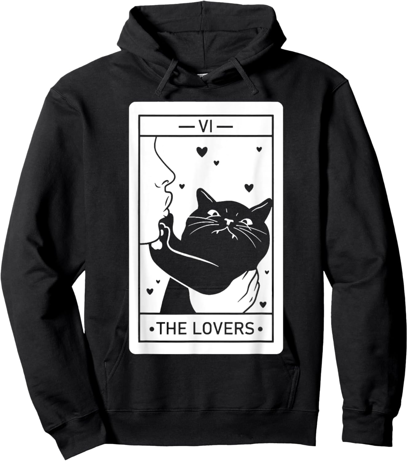 The Lovers Cat Humor Tarot Card Halloween Black Cats Lover Hoodie - Hoodie | Black