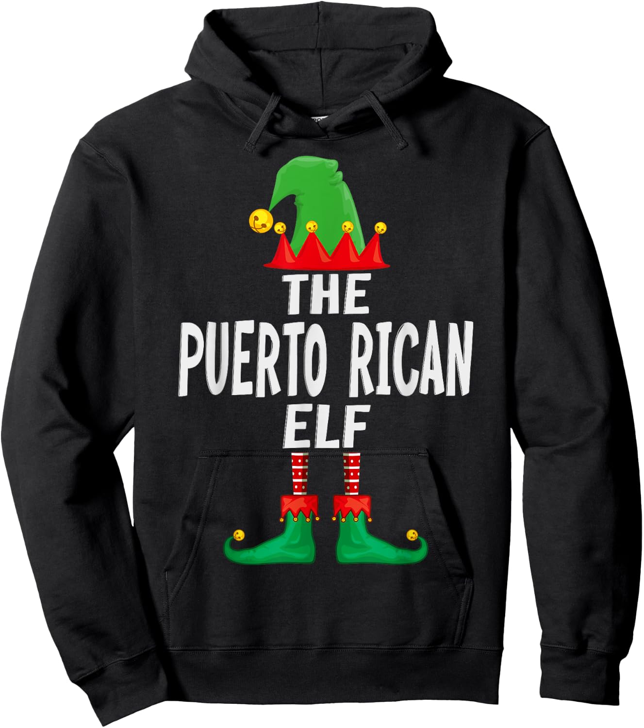 The Puerto Rican Elf Matching Family Christmas Hoodie - Hoodie | Black