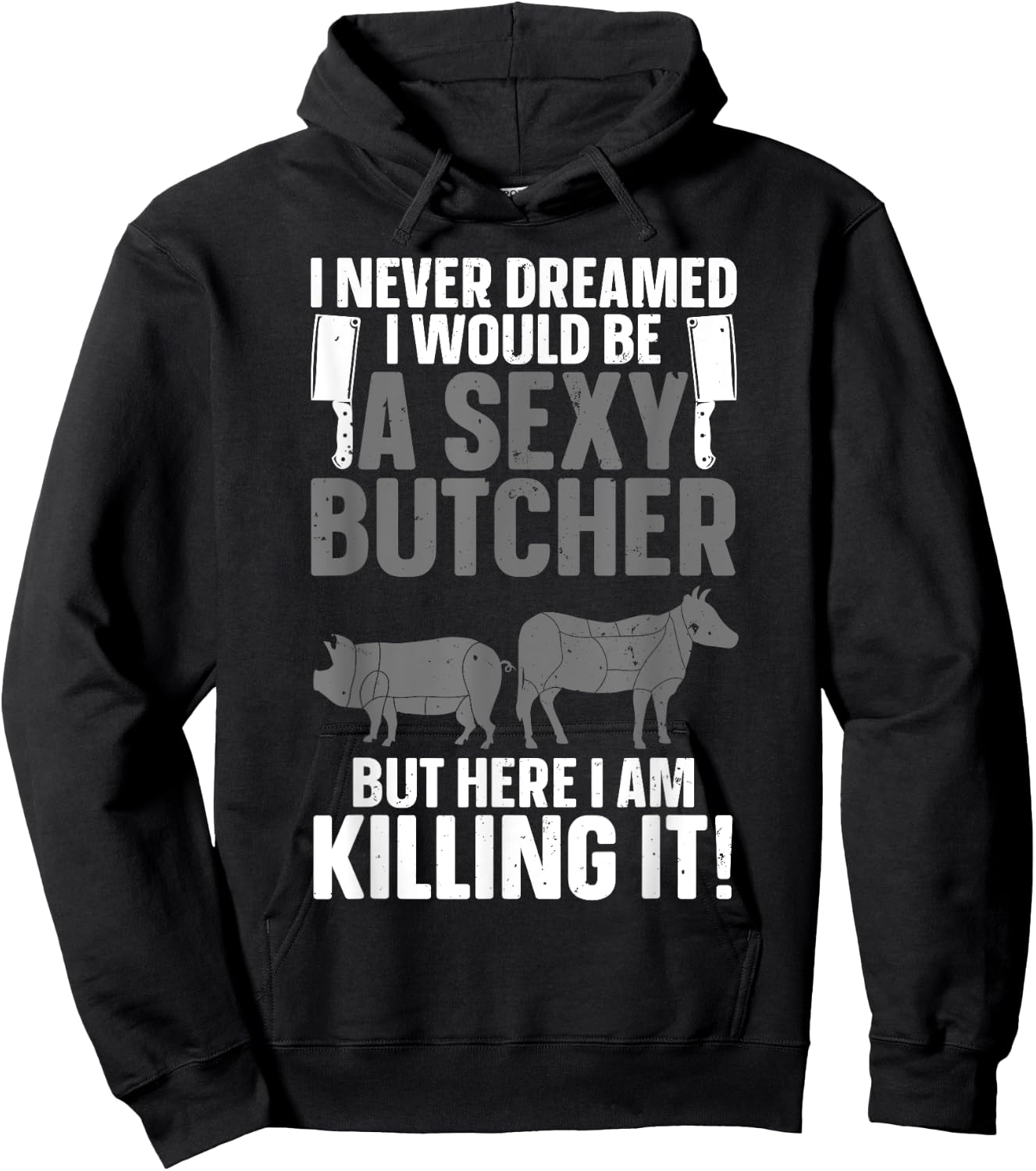 Funny Butcher Design Women Butchery Meat Butcher Hoodie - Hoodie | Black