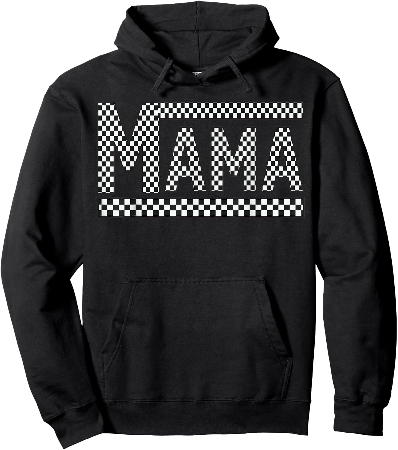 MAMA Checkered Mother Mom Women Racing Pit Crew Funny Hoodie - Hoodie | Black
