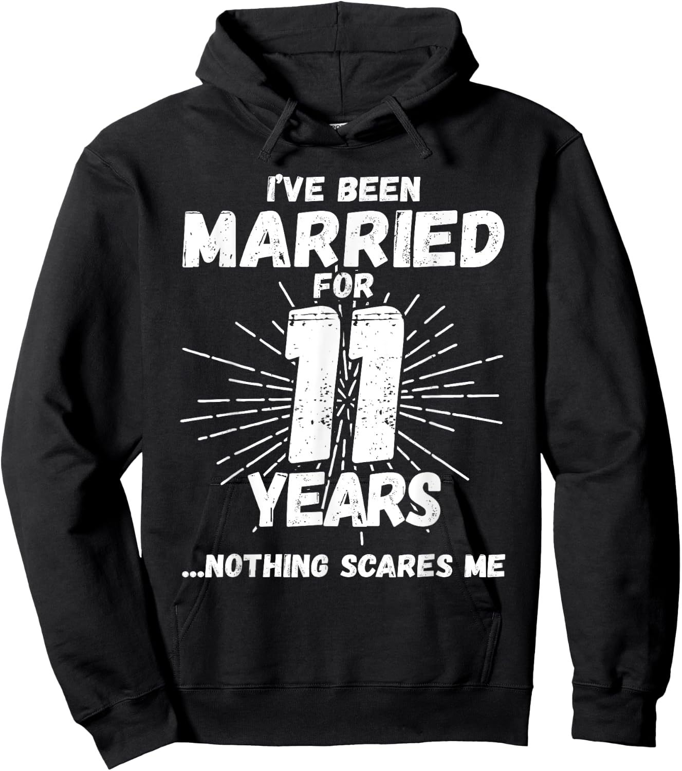 Couples Married 11 Years - Funny 11th Wedding Anniversary Hoodie - Hoodie | Black