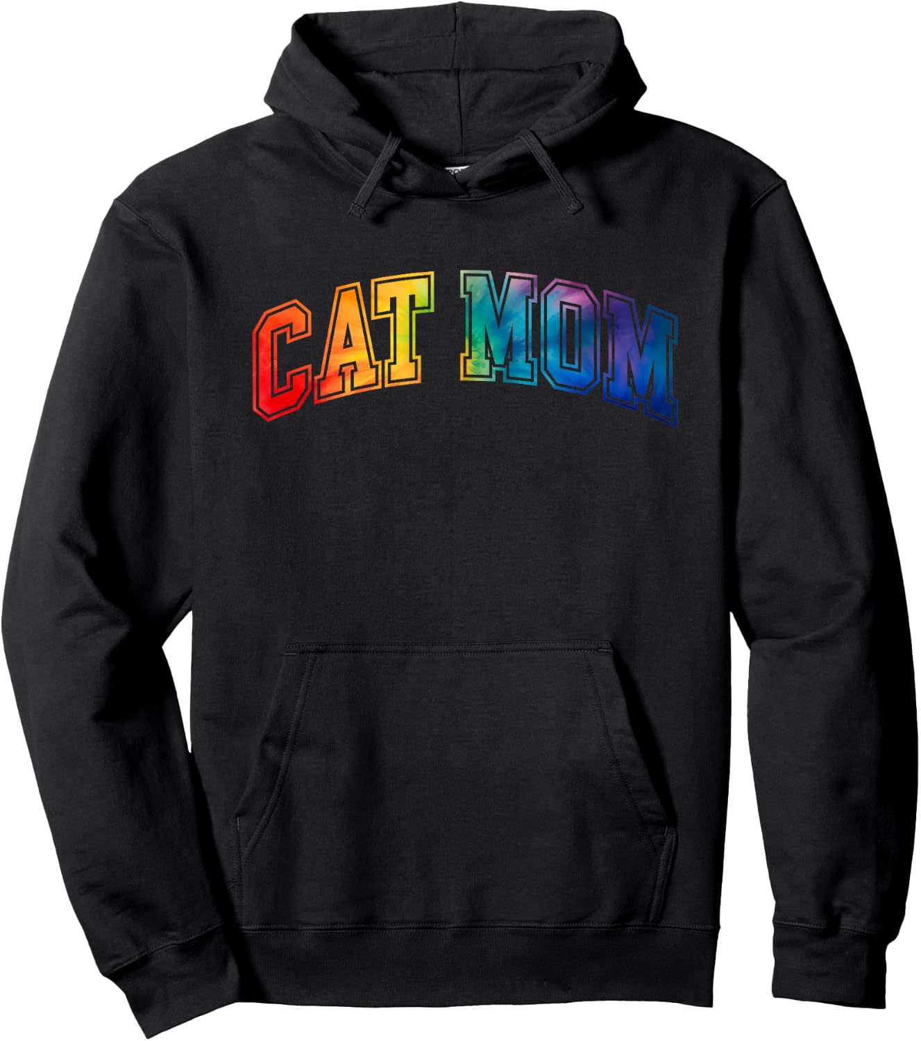 Cat Mom - Tie Dye - Rainbow - Varsity - 2024 Hoodie - Hoodie | Black