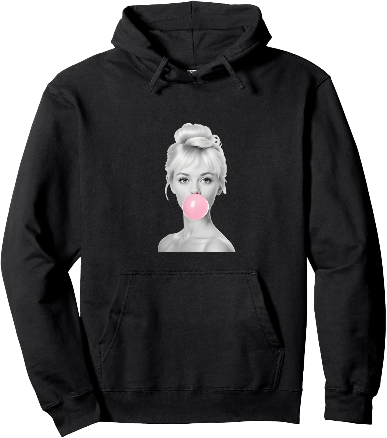 Woman with chewing gum beautiful woman blowing gum bubble Hoodie - Hoodie | Black