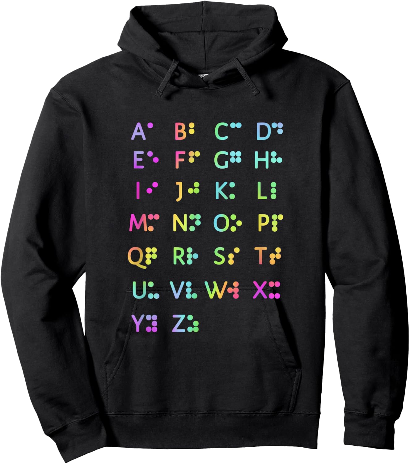 Retro Vibe Braille Alphabet Blind Awareness Hoodie - Hoodie | Black