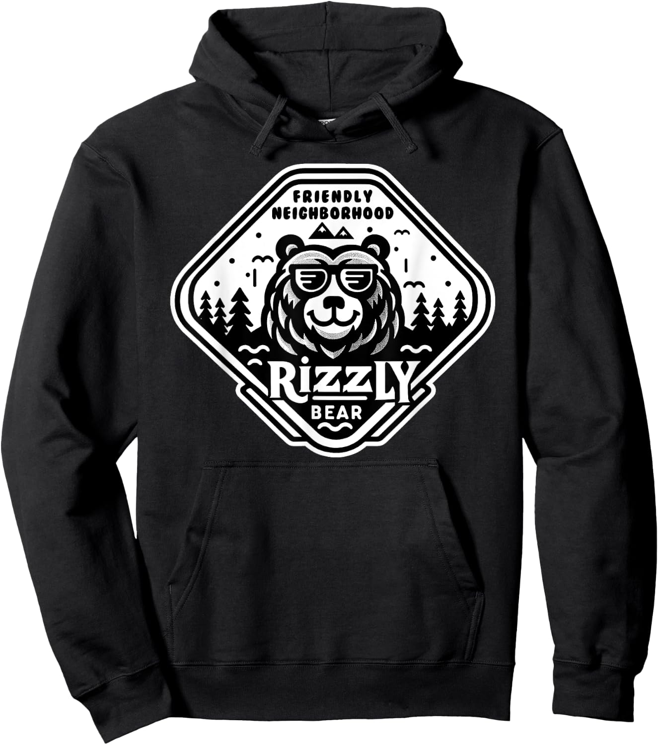 Funny Neighborhood Rizzly Bear Meme Hoodie - Hoodie | Black