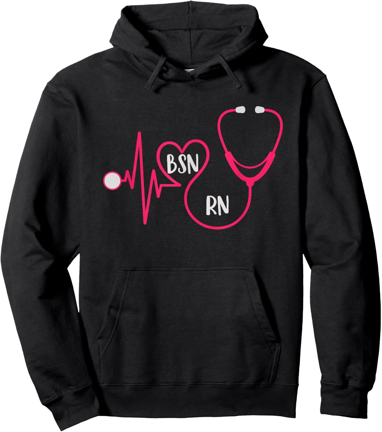 BSN RN EKG Heart Stethoscope Registered Nurse Graduation Hoodie - Hoodie | Black
