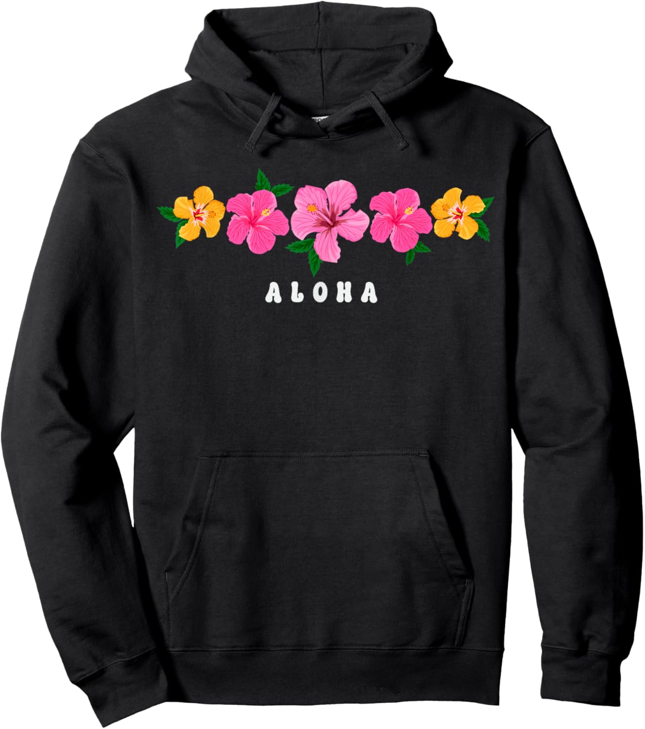 Aloha Hibiscus Flowers Hawaiian Islands Hawaii Surfer Hoodie - Hoodie | Black