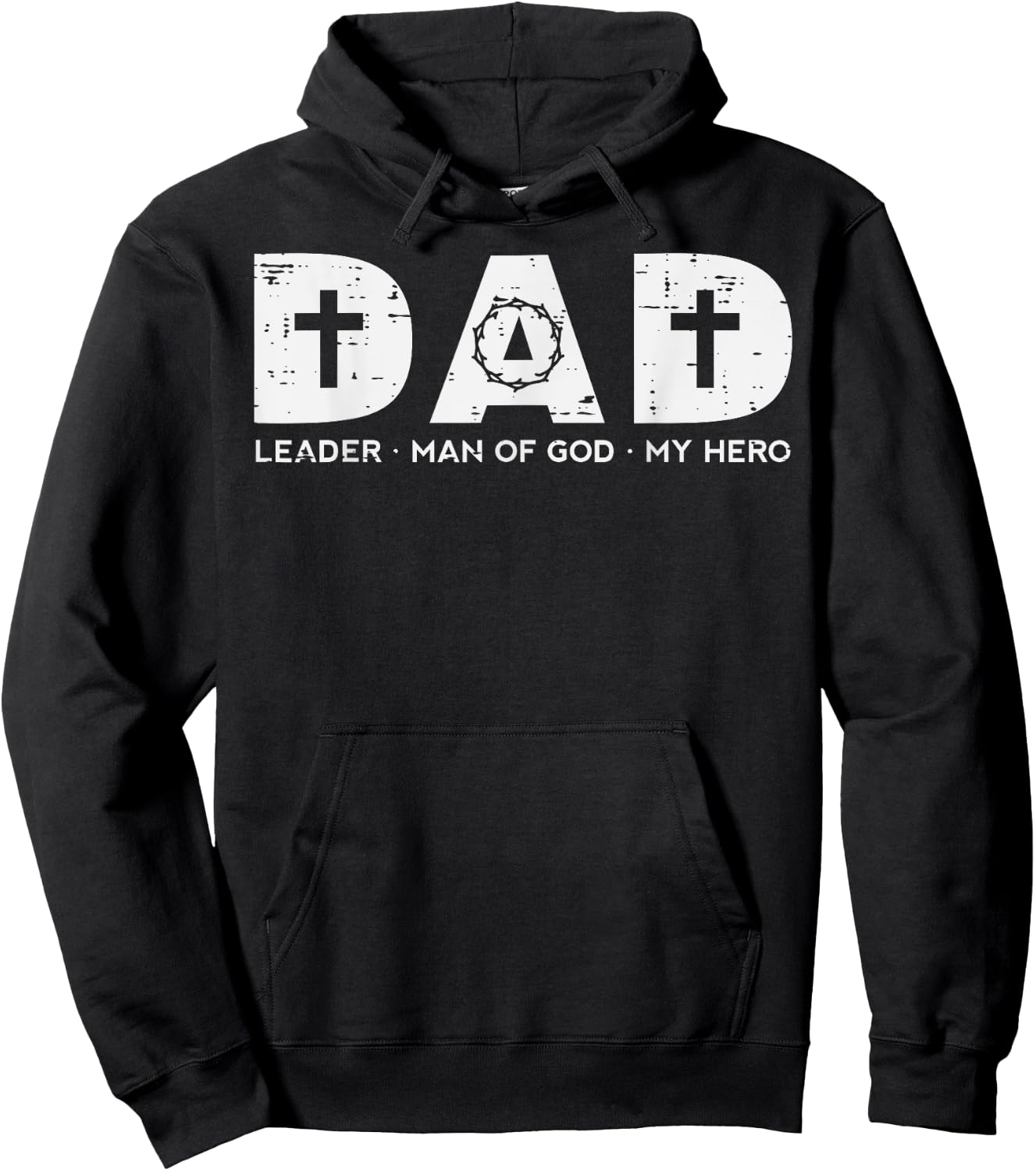 Dad Leader Man Of God Hero Fathers Day Christian Daddy Papa Hoodie - Hoodie | Black