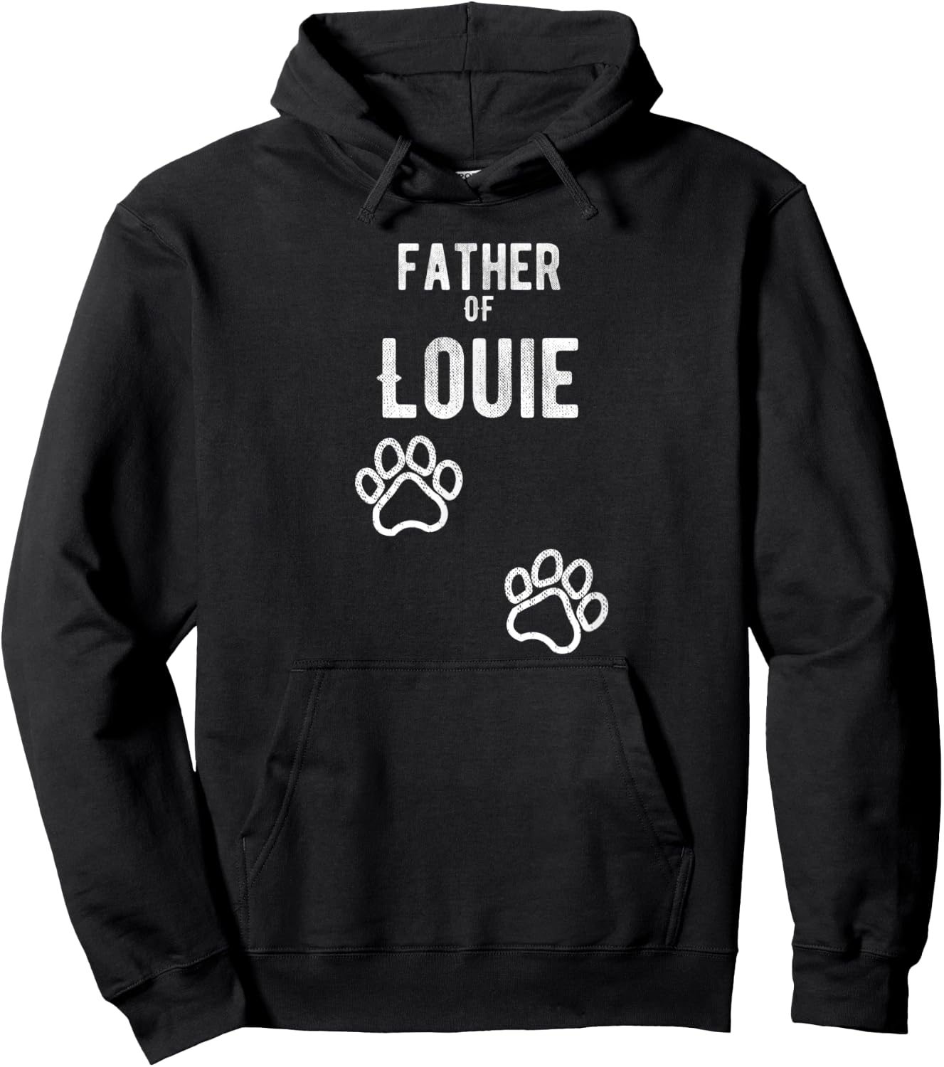 Father of Louie - Dog Puppy Personalized Name Graphic Men Hoodie - Hoodie | Black