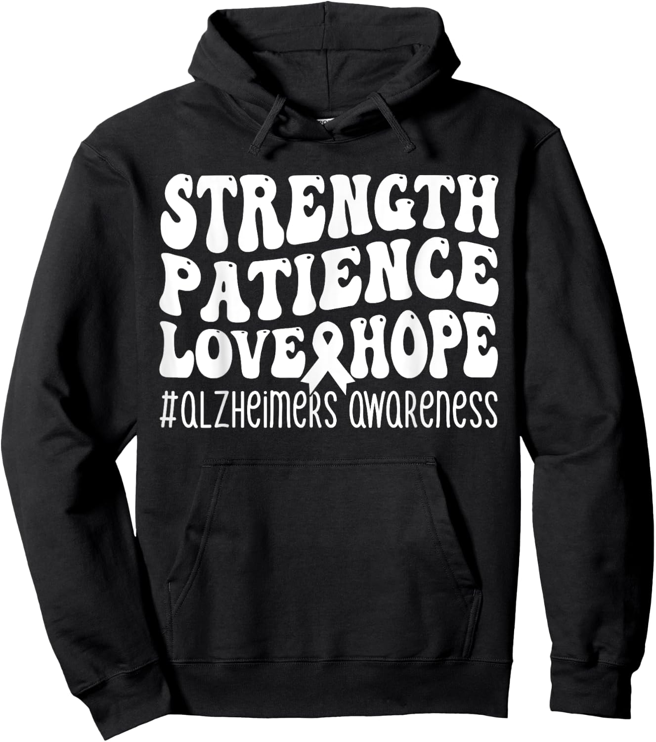 End Alz Alzheimers Walk Strength Patience Love Hope Purple Hoodie - Hoodie | Black