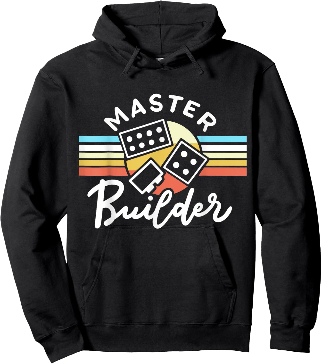 Retro Vintage Master Builder Building Blocks Men Women Kids Hoodie - Hoodie | Black
