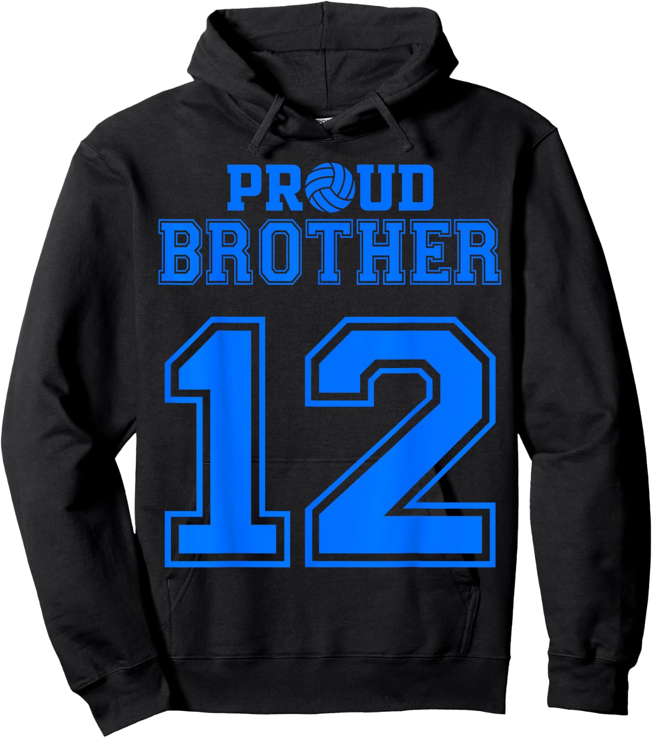 Proud Volleyball Brother Number 12 B Hoodie - Hoodie | Black