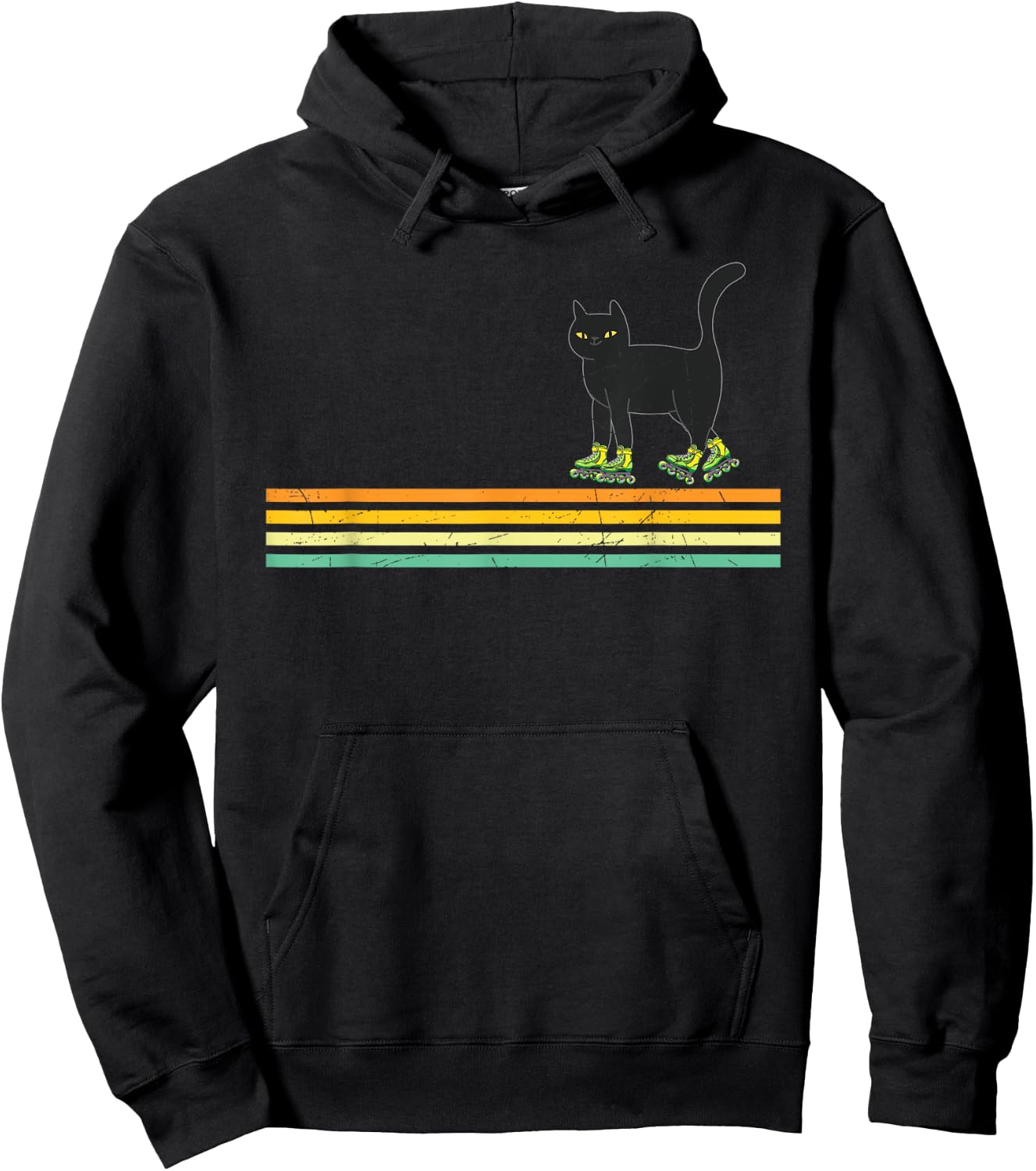 Retro Roller Skating Cats Derby Skater Girls Hoodie - Hoodie | Black