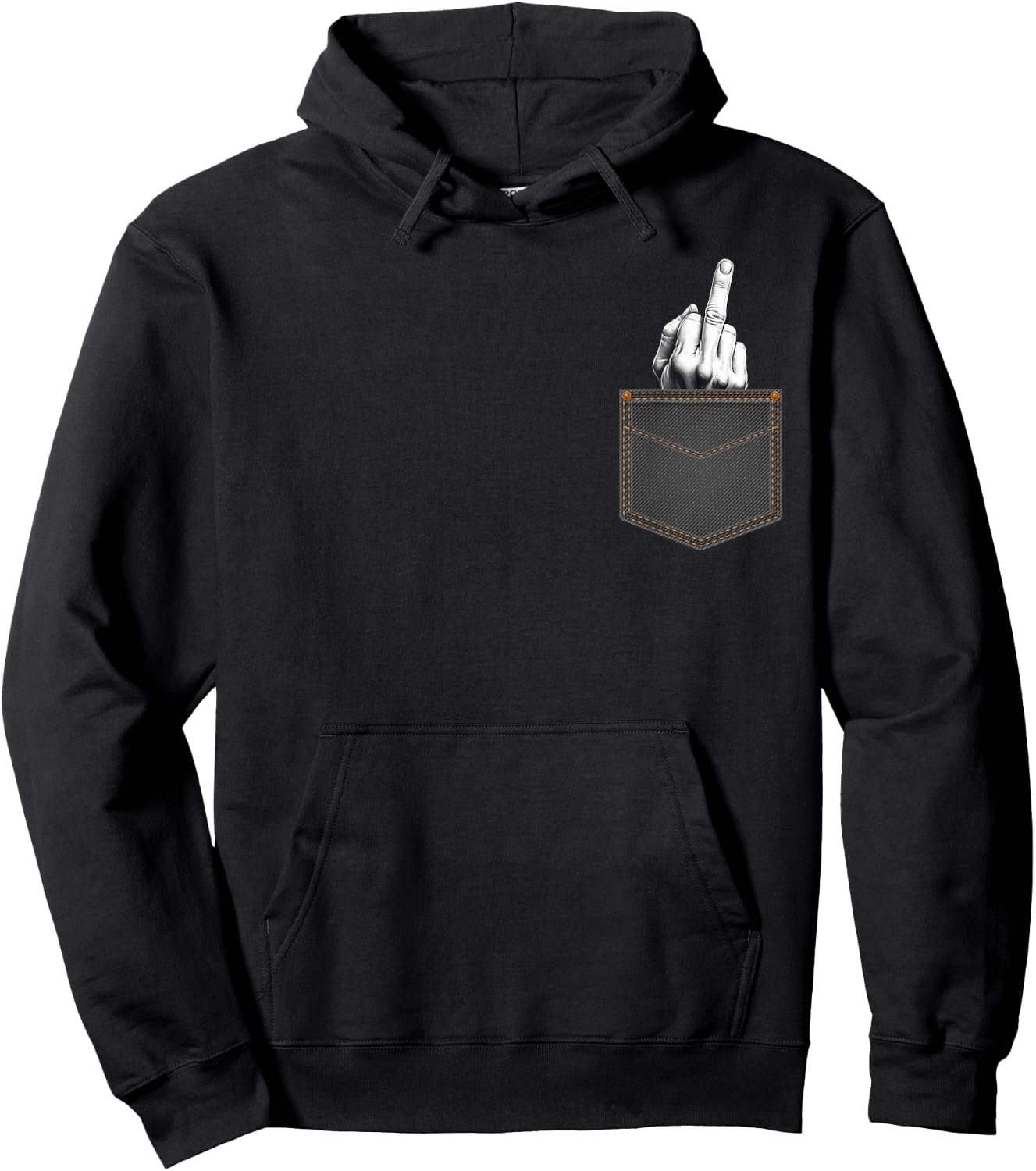 Middle Finger Sticks Out Of Denim Pocket Men Sarcastic Humor Hoodie - Hoodie | Black