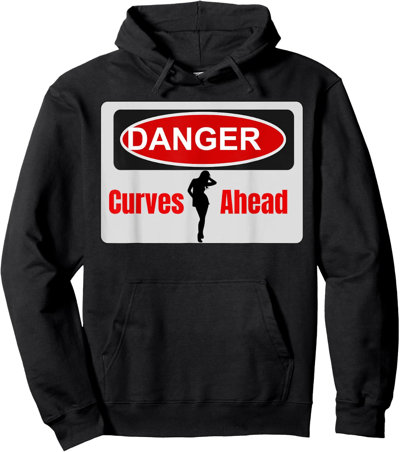 Danger Curves Ahead Female Silhouette Hoodie - Hoodie | Black