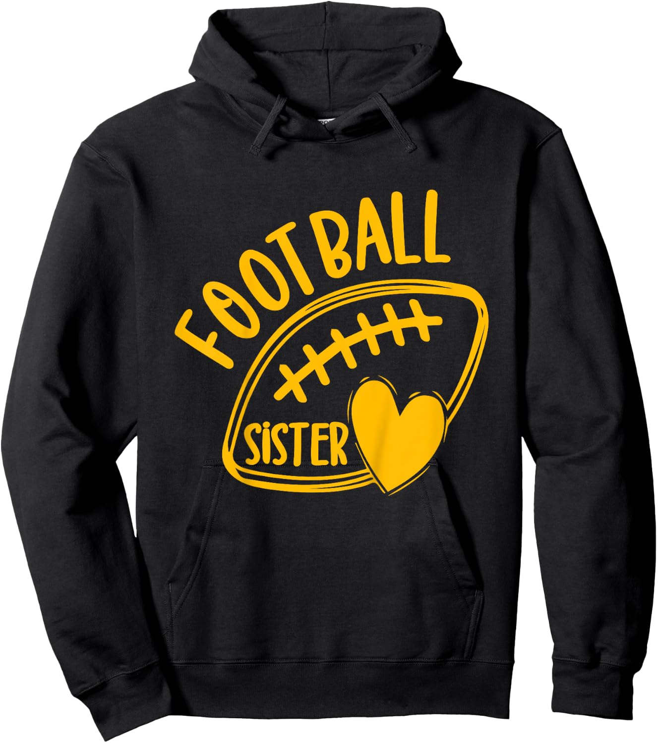 Kids Girls Game Day Blue and Yellow High School Football Sister Hoodie - Hoodie | Black