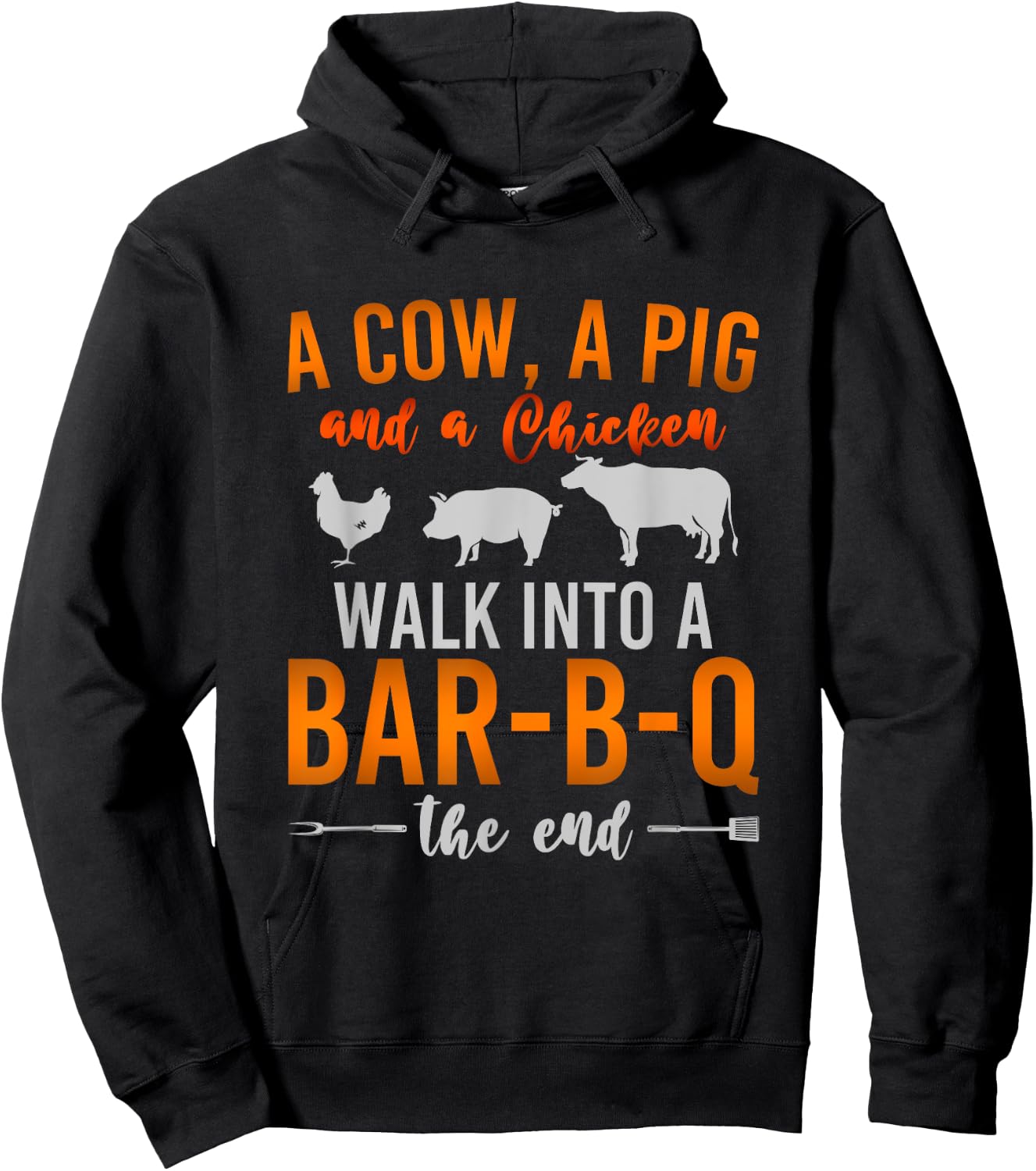 A Cow A Pig And A Chicken Walk Into A BBQ Barbecue Hoodie - Hoodie | Black