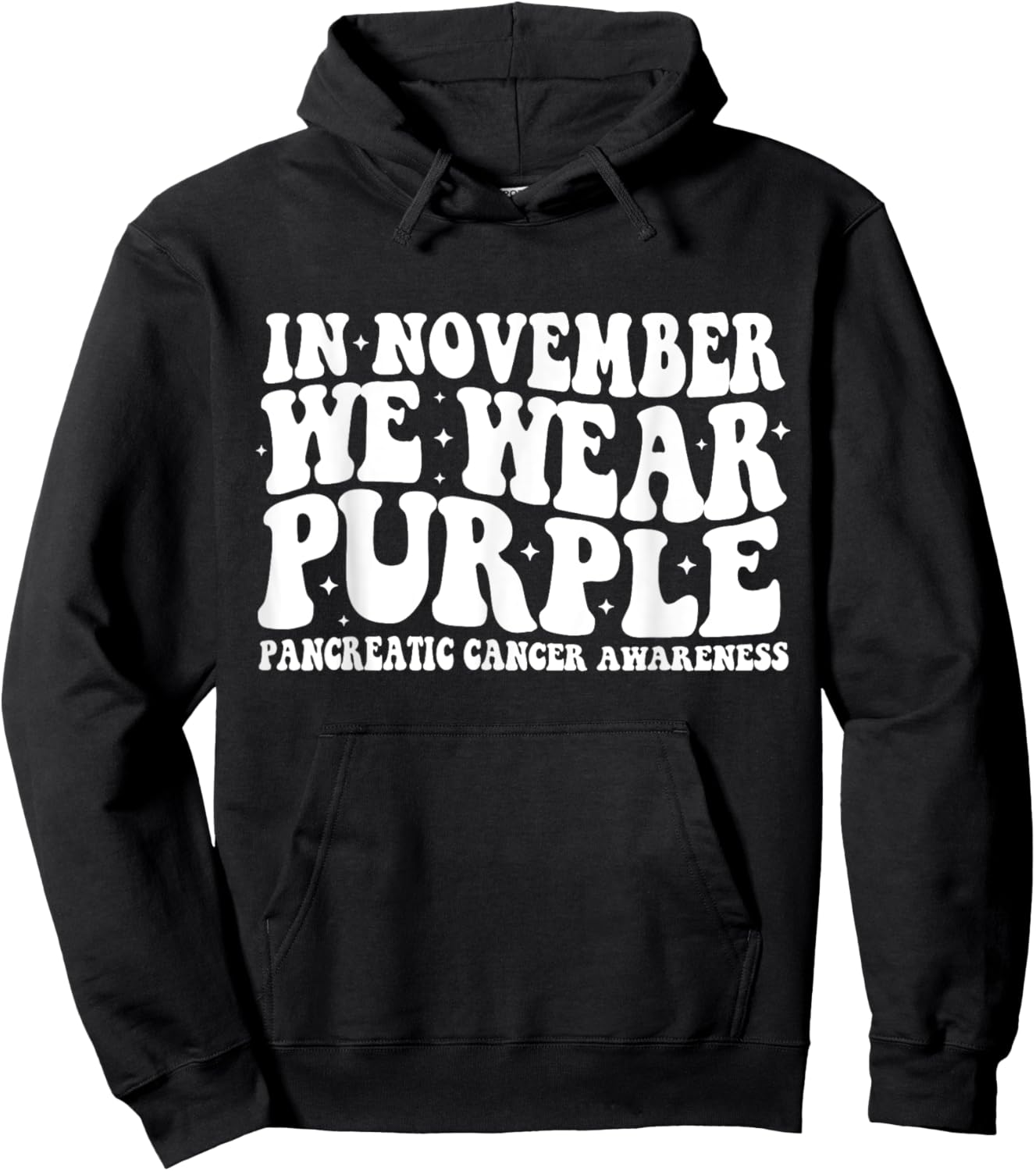 Groovy In November We Wear Purple Pancreatic Cancer Hoodie - Hoodie | Black