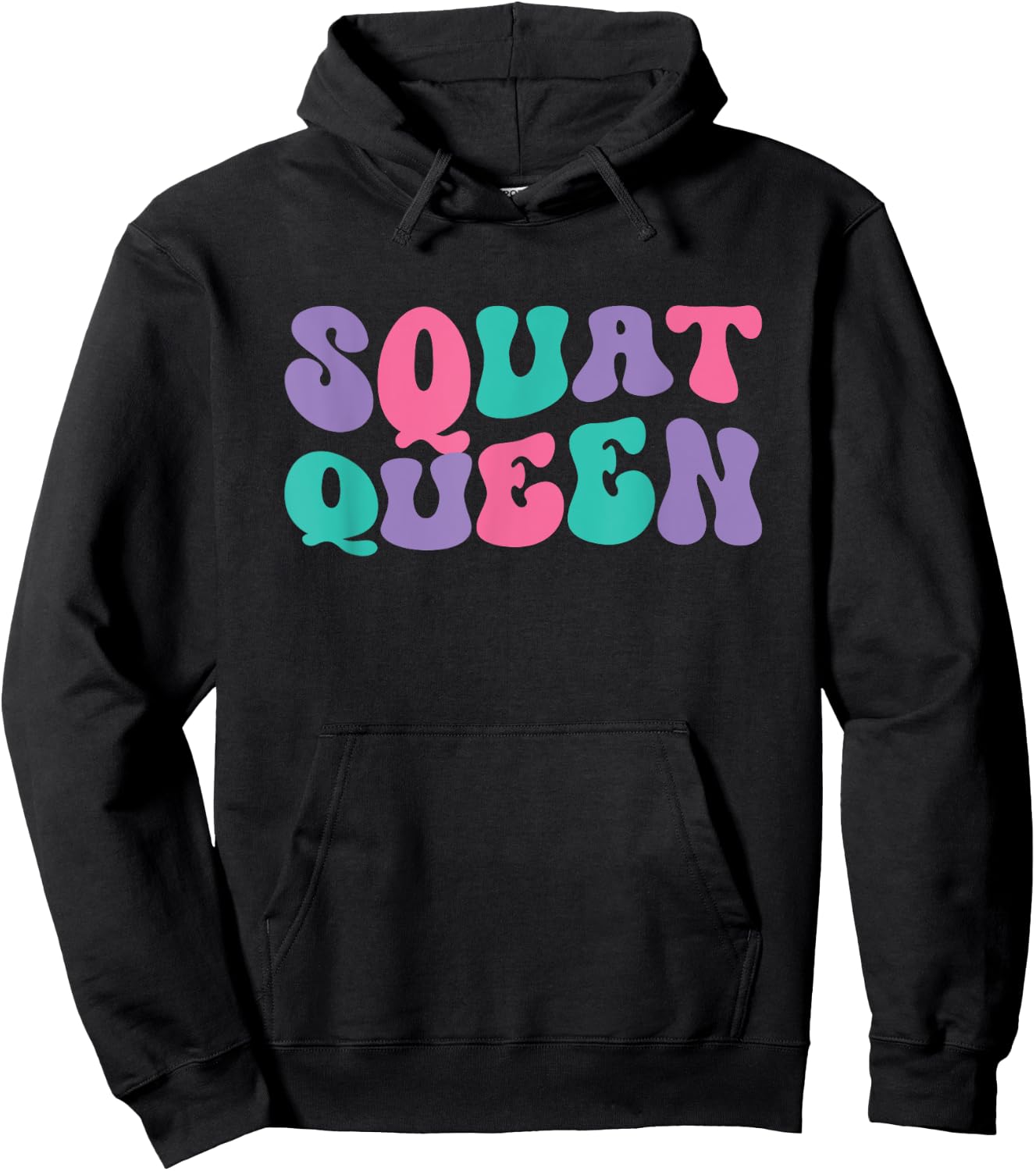Squat Queen Weightlifting Retro Vintage Wavy Groovy Hoodie - Hoodie | Black