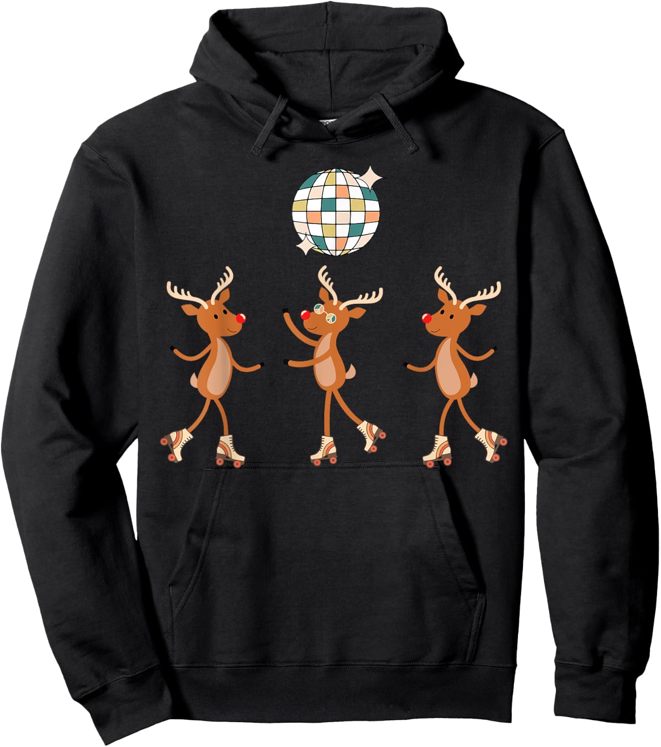 Reindeer Roller Skating Roller Skater Rollerskate Christmas Hoodie - Hoodie | Black