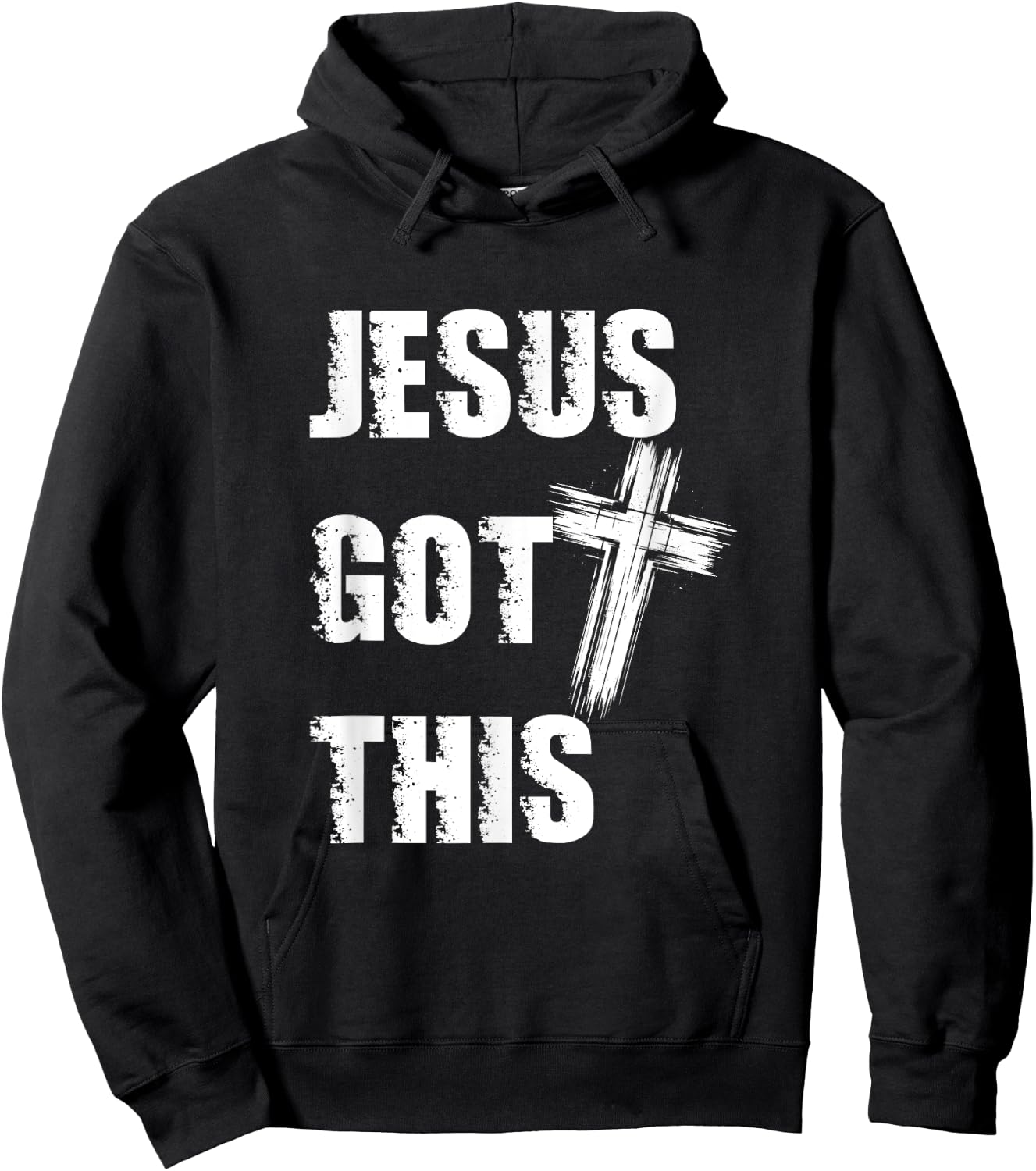 Jesus Got This Distressed Cross Faith Over Fear Christian Hoodie - Hoodie | Black