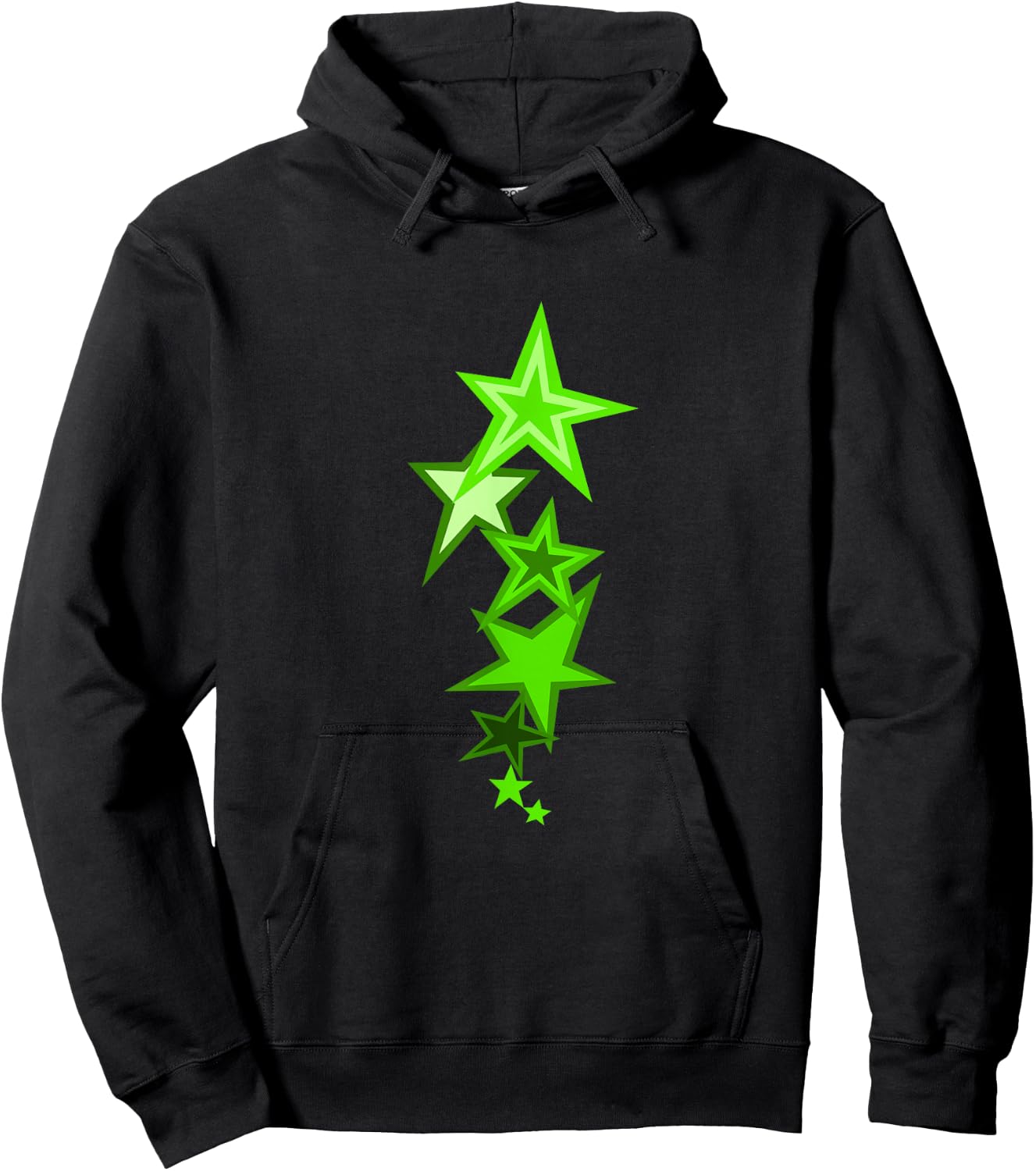 Green Color Vertical Stars Green Graphic Hoodie - Hoodie | Black