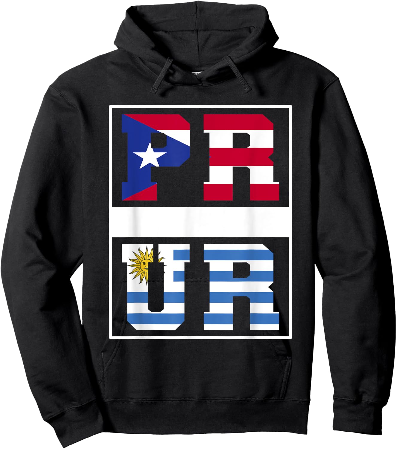Half Boricua Uruguayan Mixed Heritage Puerto Rico Uruguay Hoodie - Hoodie | Black