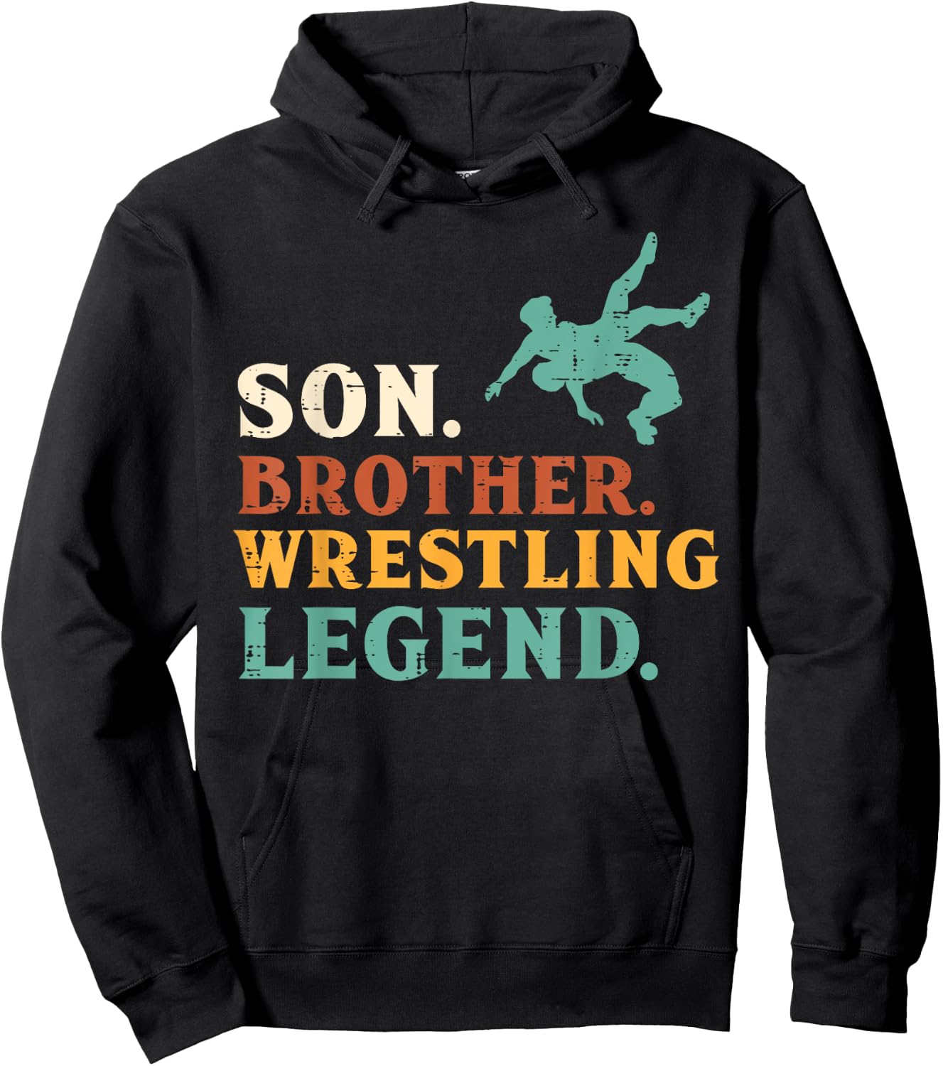 Son Brother Wrestling Legend Retro Wrestler Boys Kids Youth Hoodie - Hoodie | Black