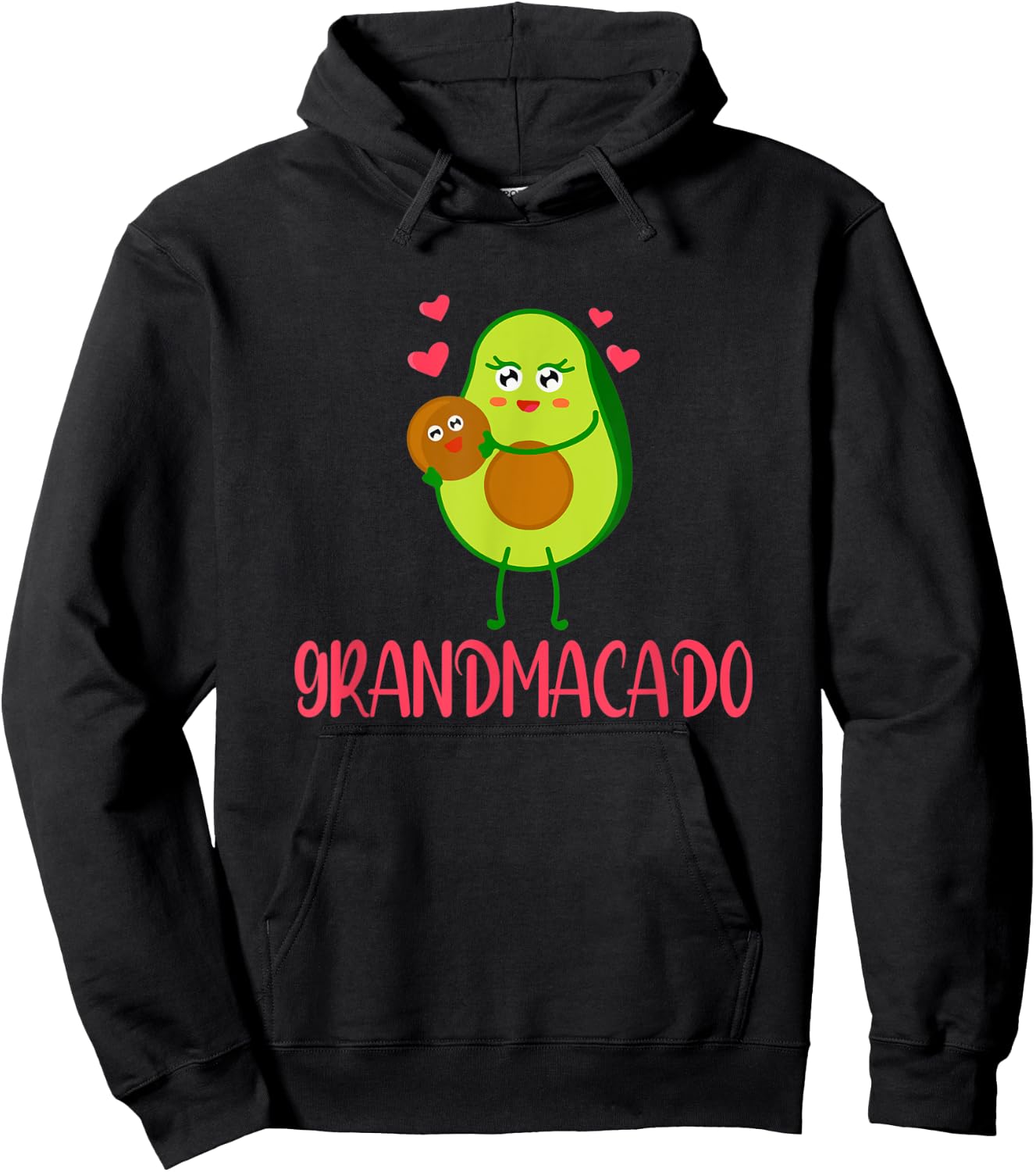Grandmacado Grandma Avocado Vegan Pregnancy Announcement Hoodie - Hoodie | Black