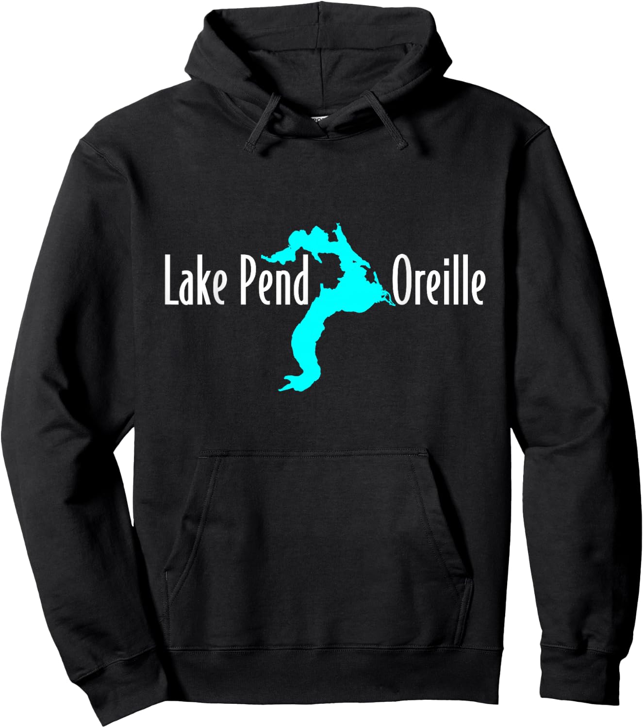 Minimalist Lake Pend Oreille - Idaho Hoodie - Hoodie | Black