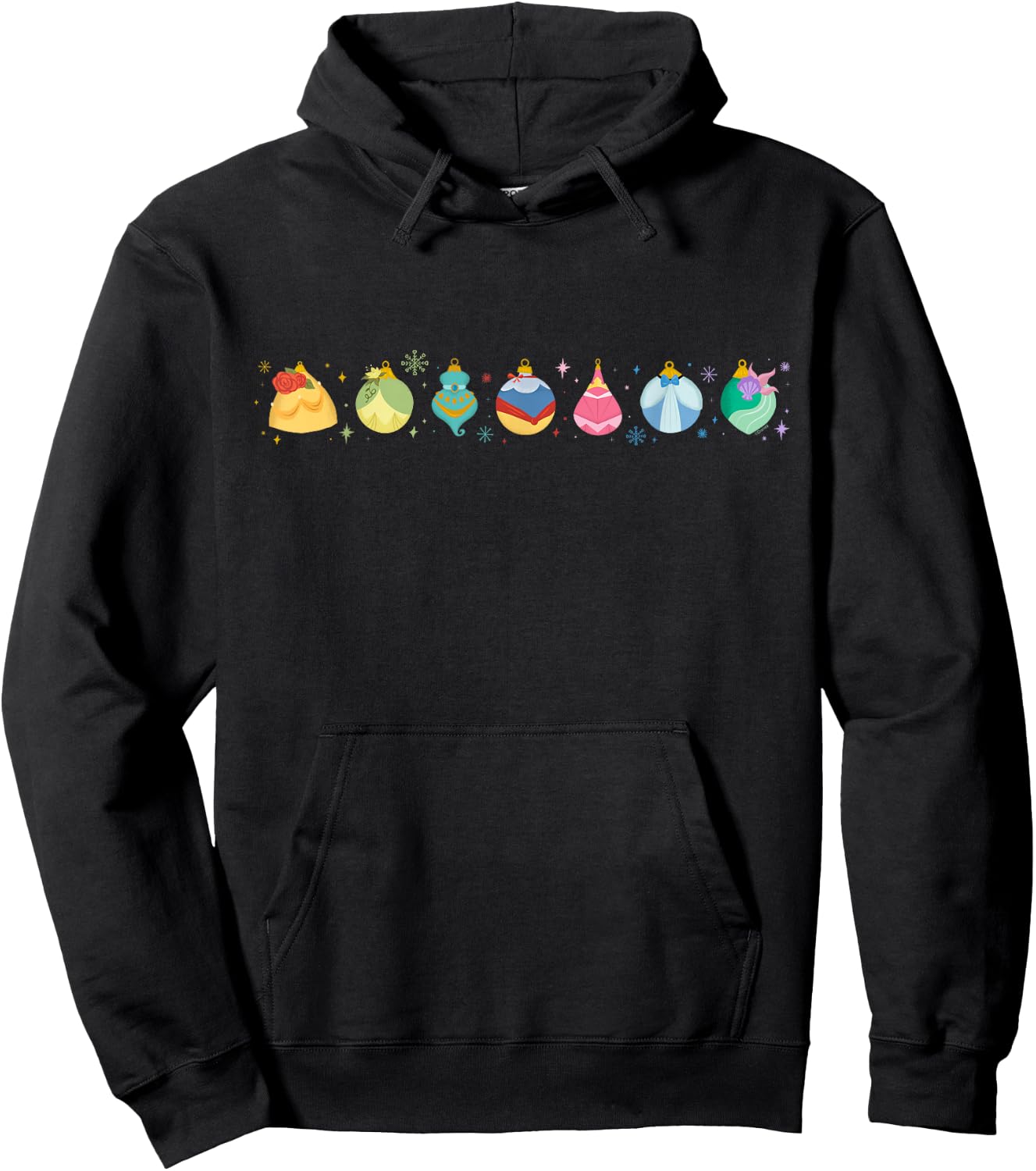 Disney Princess Holiday Enchanted Christmas Ornaments Hoodie - Hoodie | Black