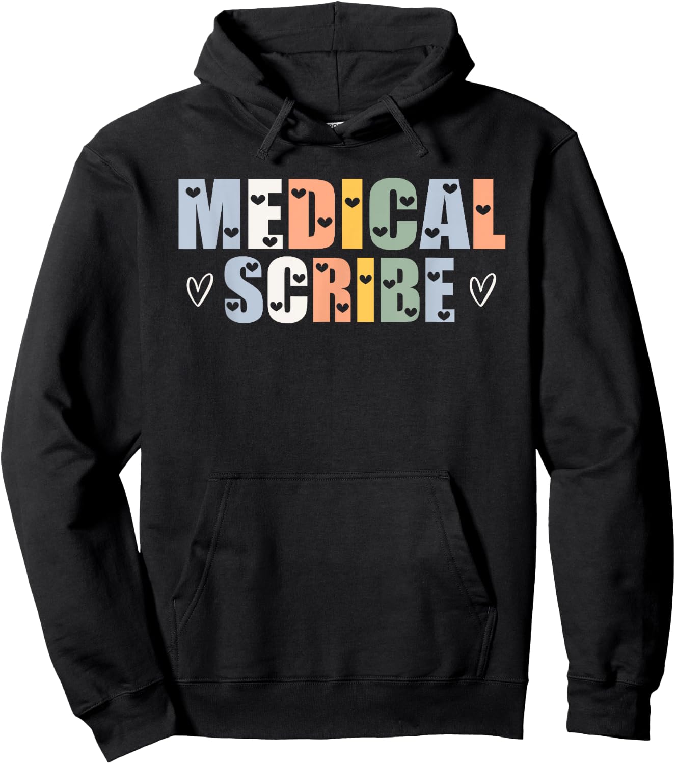 Cute Medical Scribe Heart Typeset Outfit Clinical Scribe Hoodie - Hoodie | Black