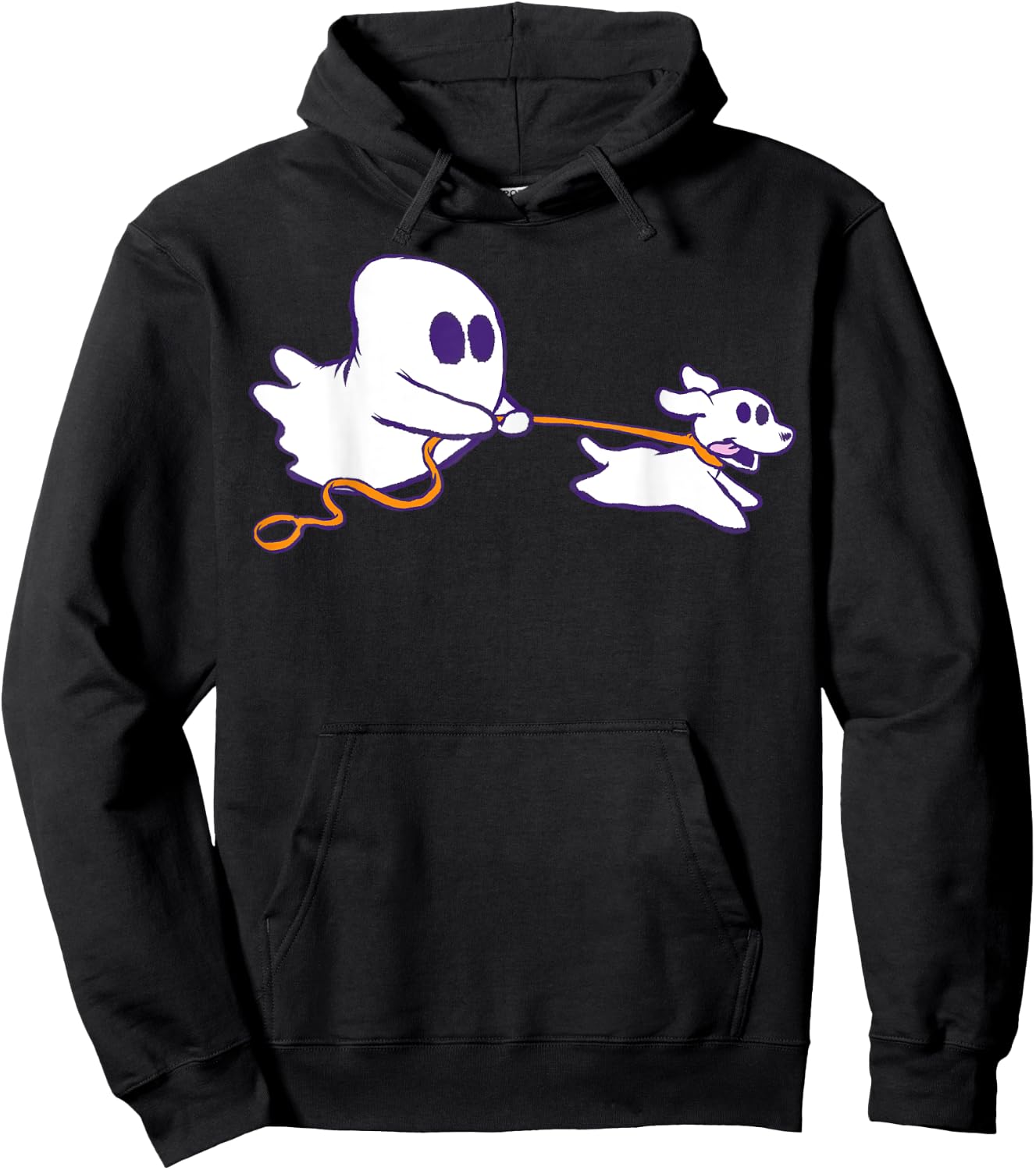 Cute Ghost Dog Walker Graphic Halloween Costume Hoodie - Hoodie | Black