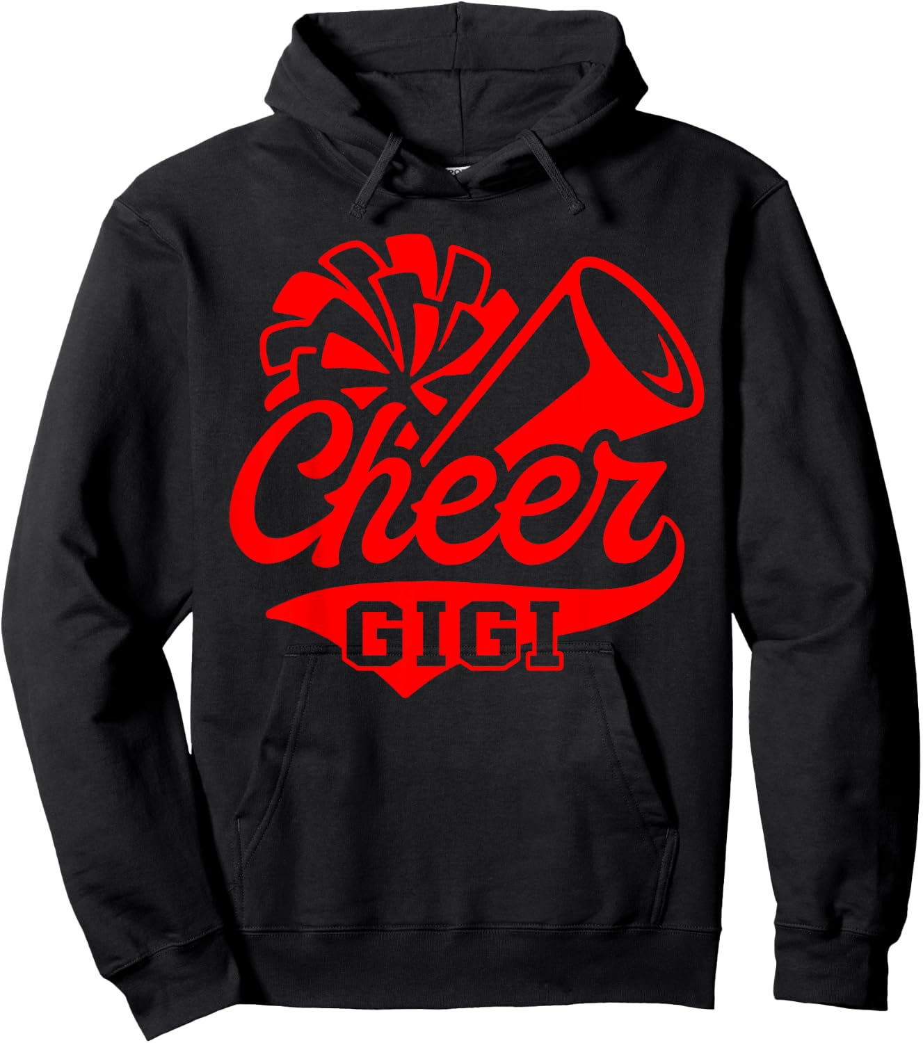 Cheer Gigi Biggest Fan Leopard Print Black And Red Pom Pom Hoodie - Hoodie | Black