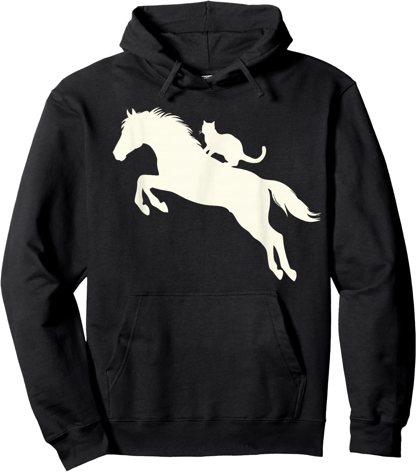 Horseback Riding Cat Silhouette for Animal Lovers Funny Cat Hoodie - Hoodie | Black