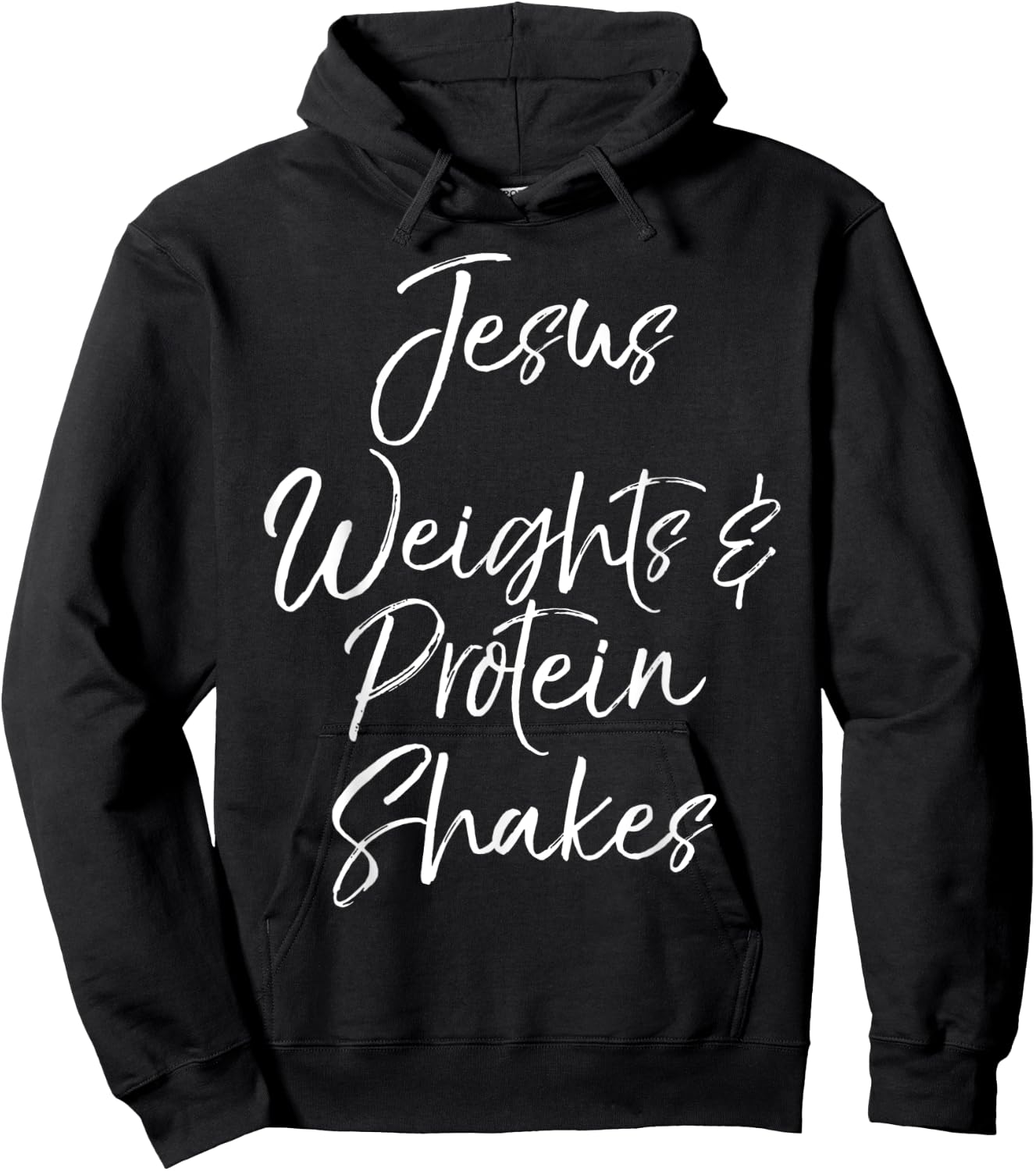 Cute Christian Workout Quote Jesus Weights & Protein Shakes Hoodie - Hoodie | Black