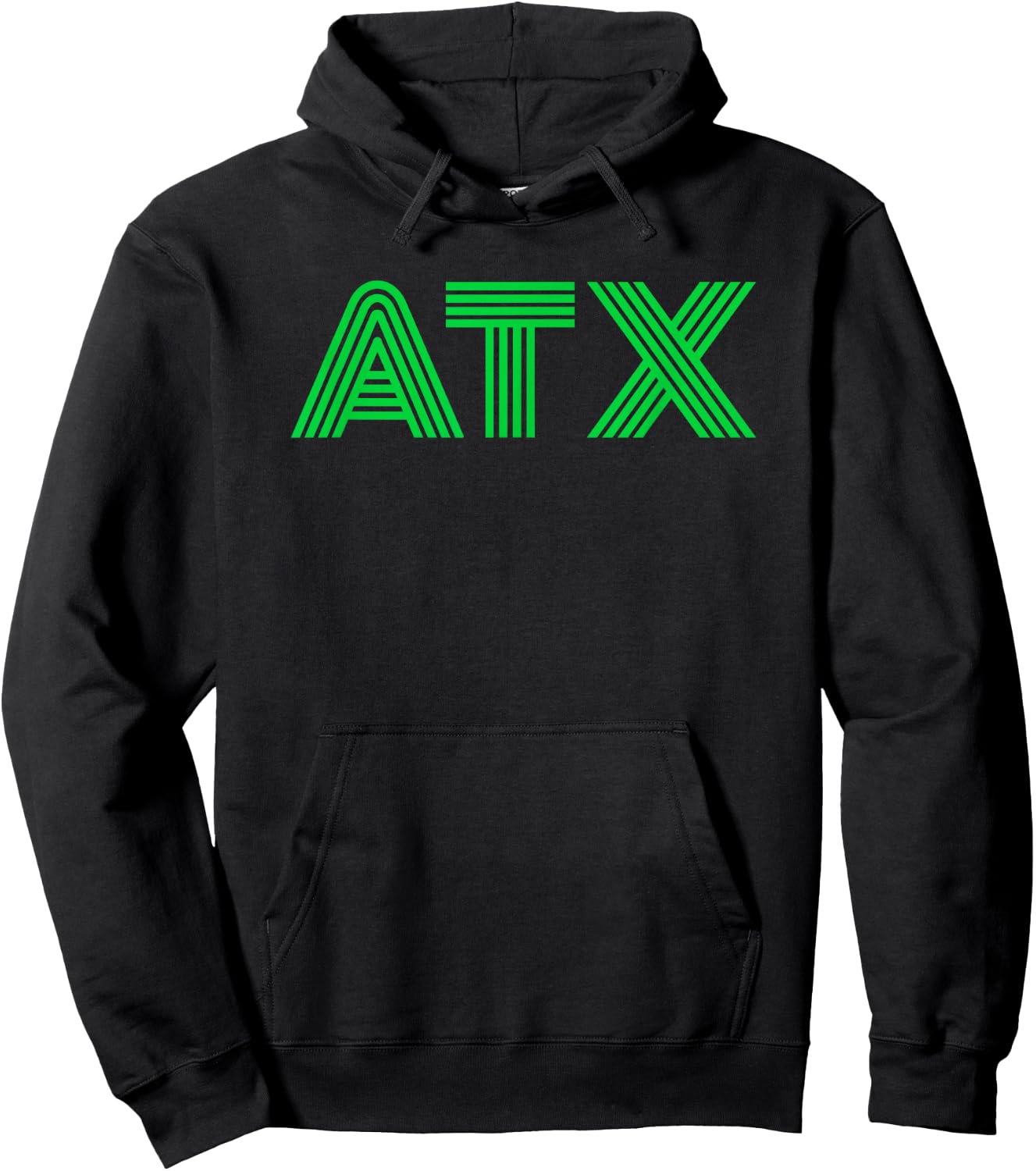 ATX / Austin TX Retro Design In Green Hoodie - Hoodie | Black