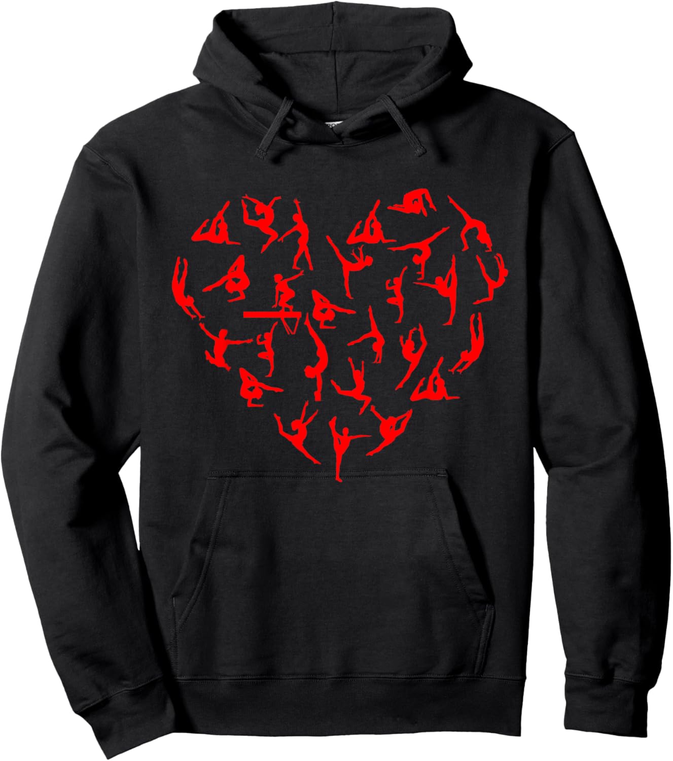 Valentines Day Gym Motivational Gymnastics Heart Hoodie - Hoodie | Black