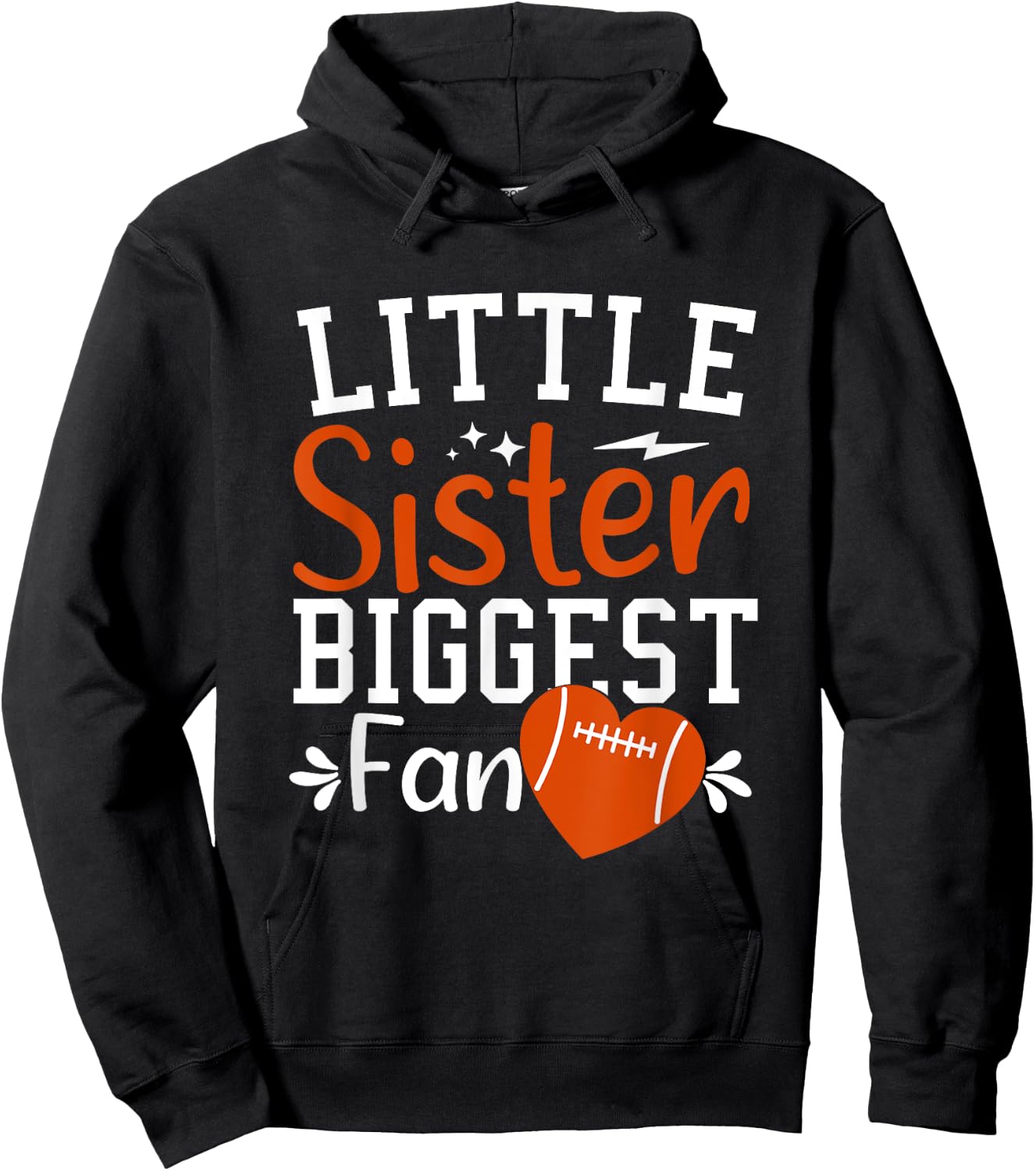 Football Sister Cute Little Sister Biggest Fan Hoodie - Hoodie | Black