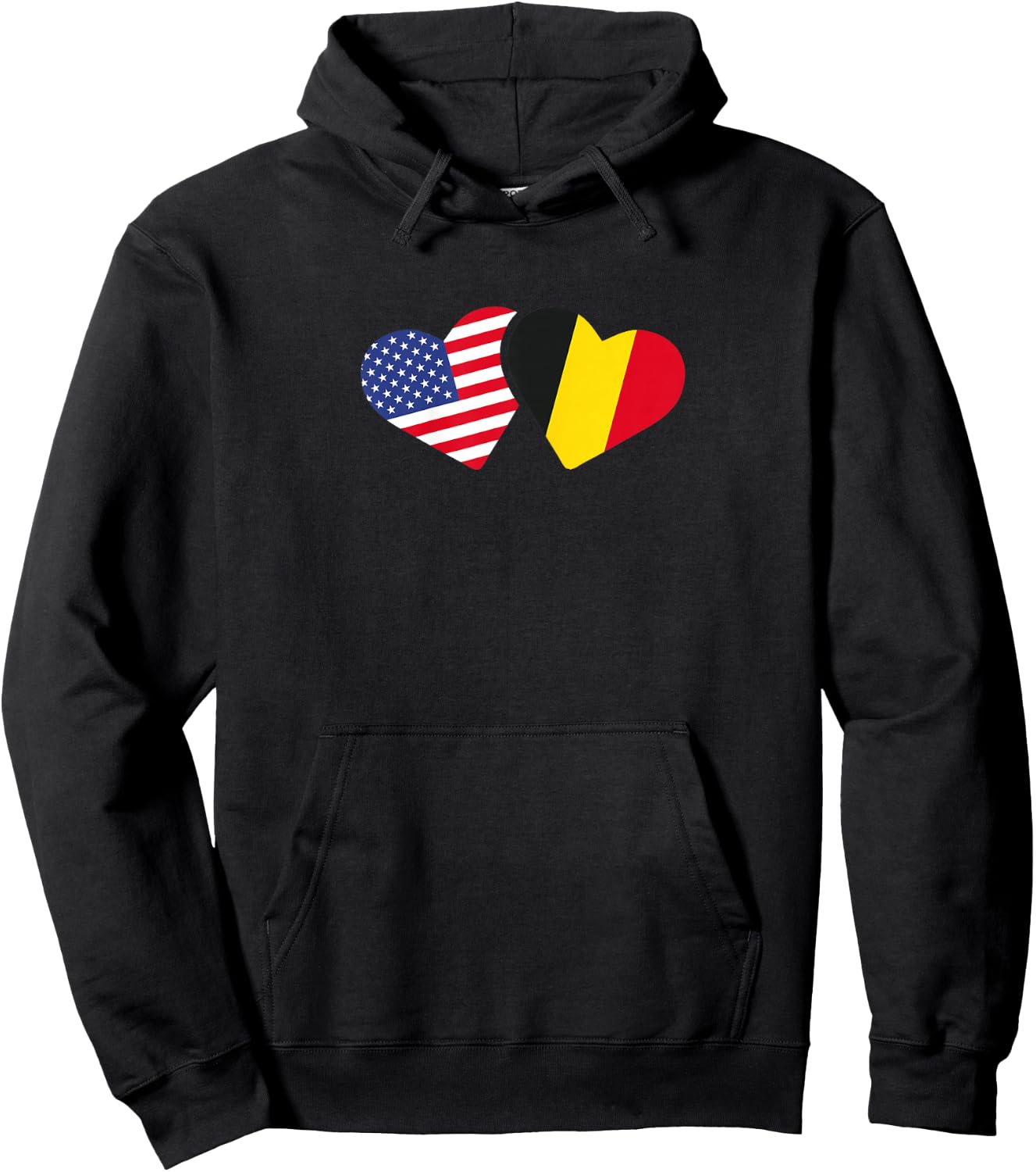 Belgium USA Flag T Shirt Heart Belgian Americans Love Cute Hoodie - Hoodie | Black