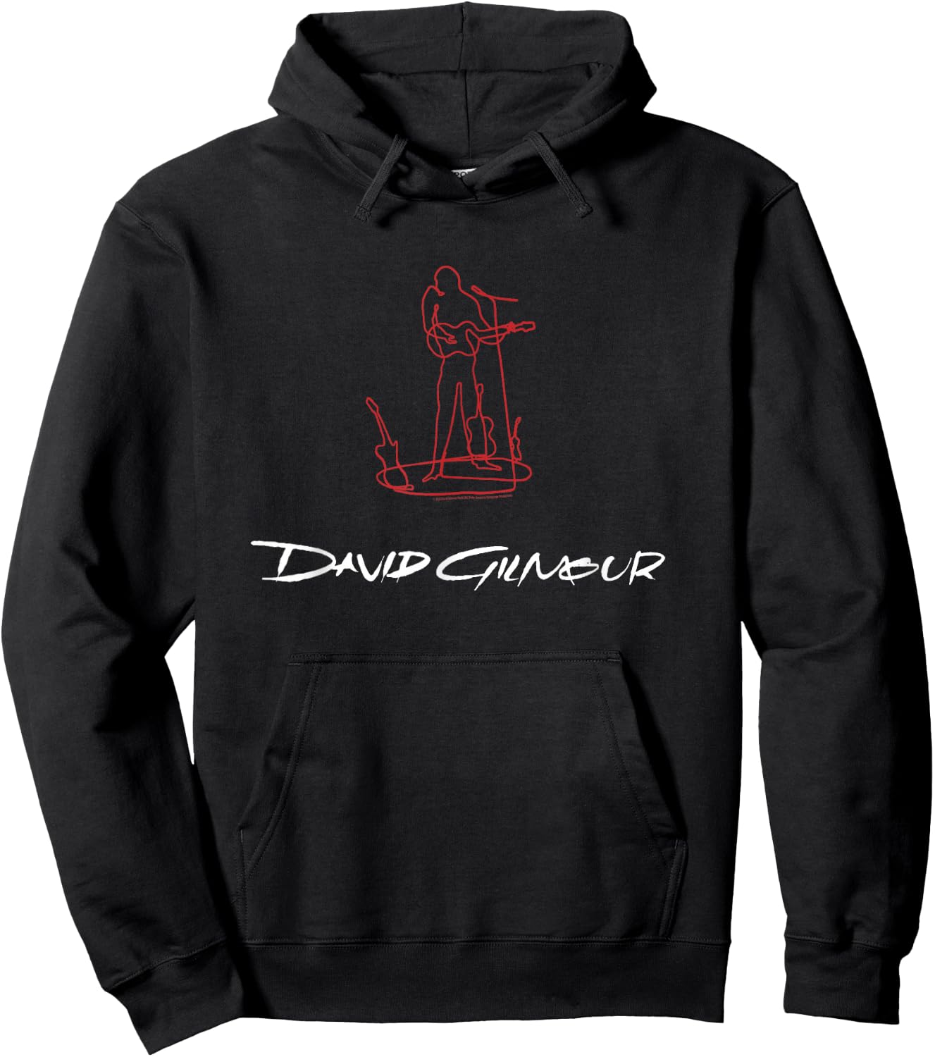 David Gilmour On An Island Red and White Sketch Hoodie - Hoodie | Black