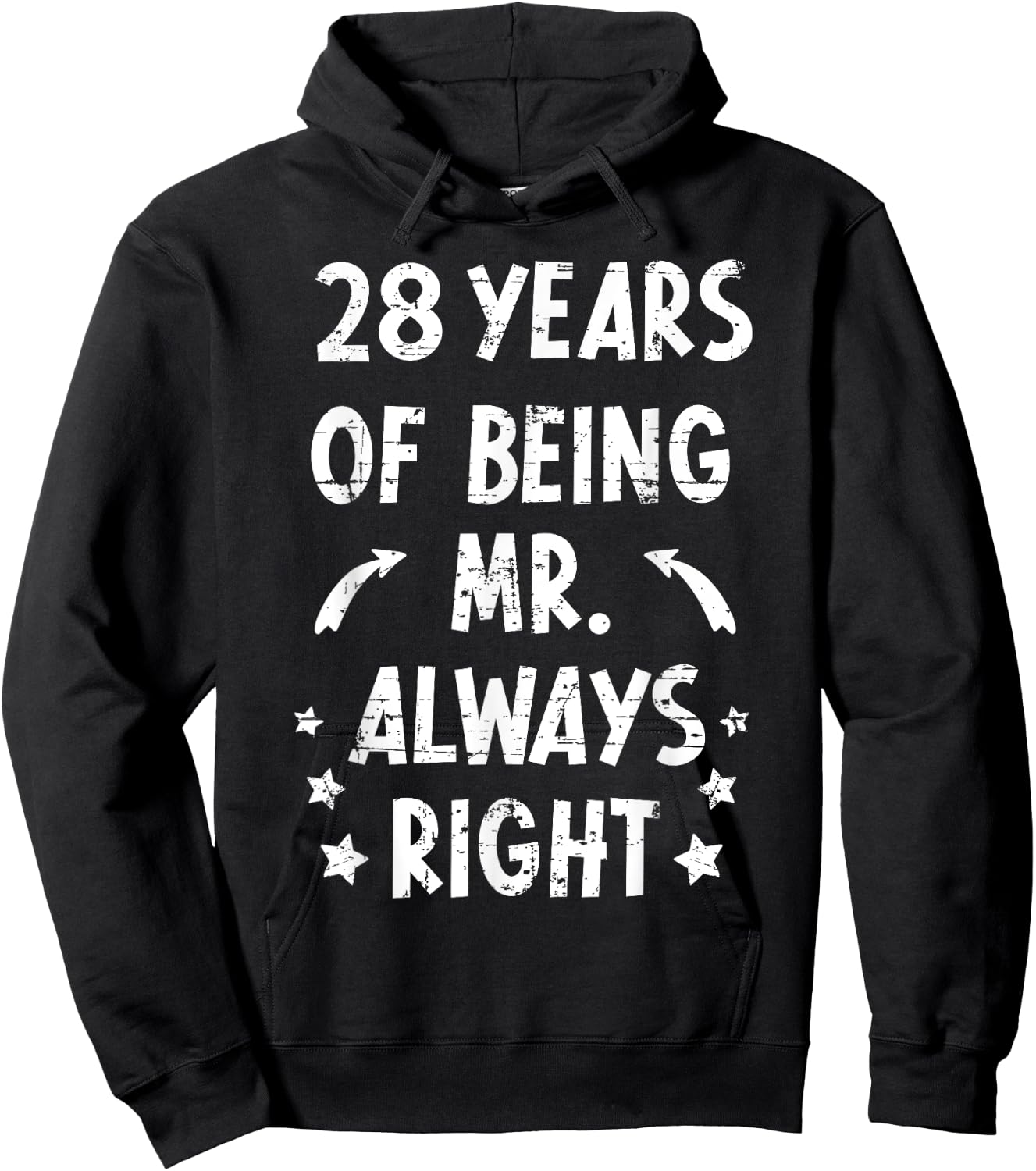 28 Years Being Mr. Always Right Anniversary Wedding Jokes Hoodie - Hoodie | Black