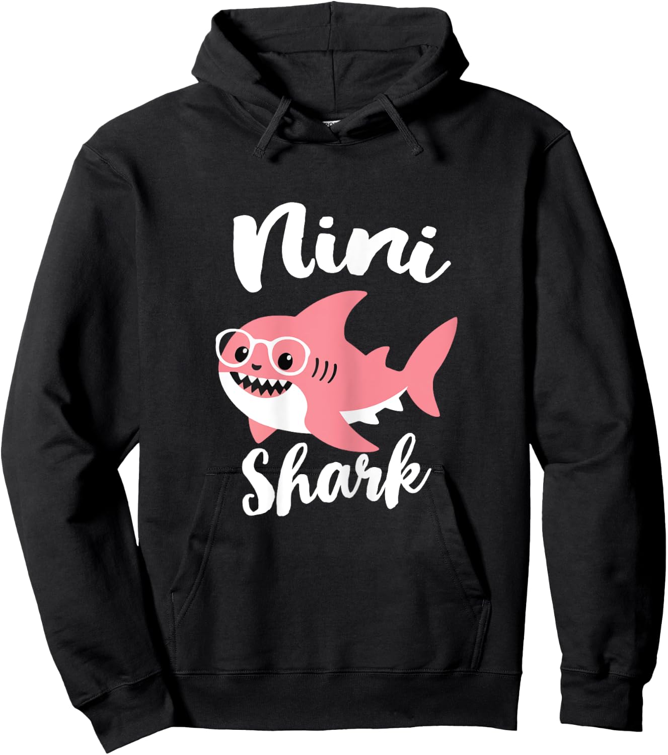 Nini Shark Mother's Day Grandma Funny Hoodie - Hoodie | Black