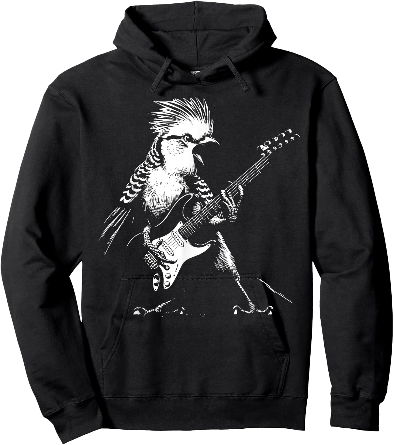 Bird Playing Bass Guitar Shirt Animal Playing Guitar Hoodie - Hoodie | Black