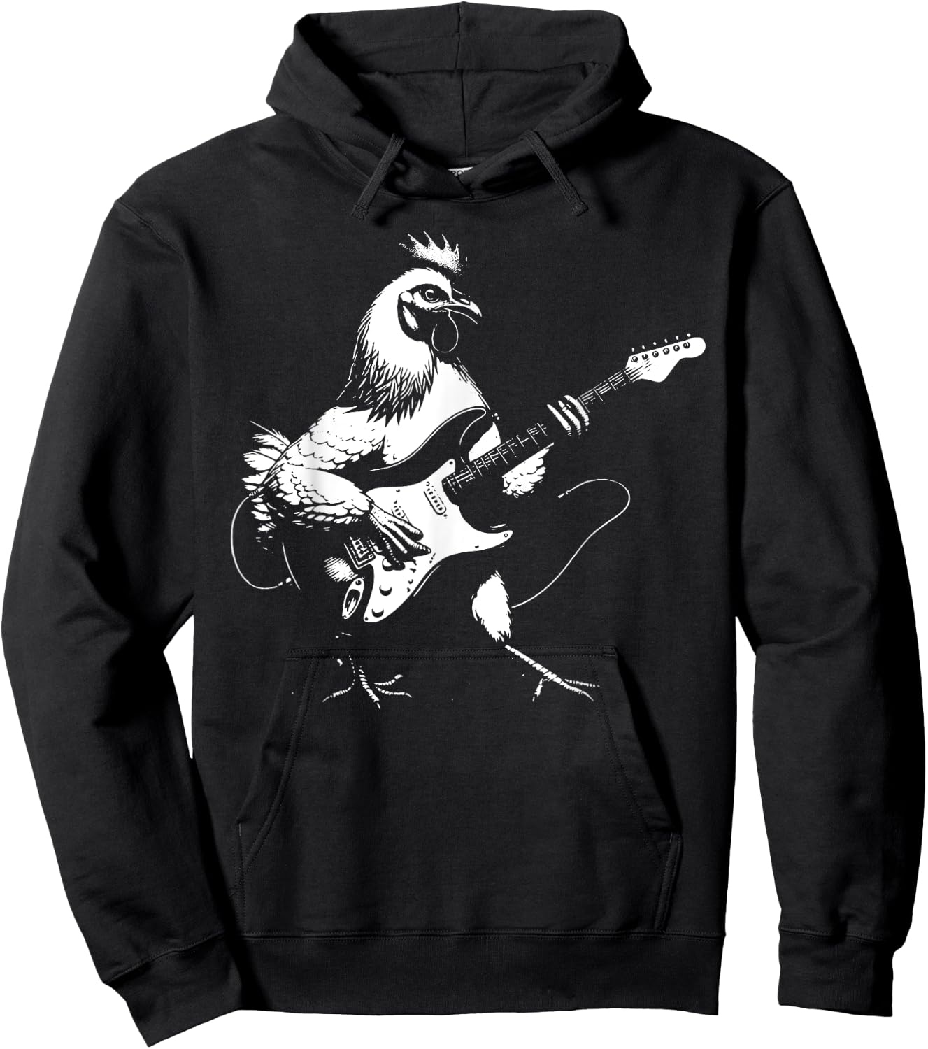Chicken Playing Bass Guitar Shirt Men Animal Playing Guitar Hoodie - Hoodie | Black