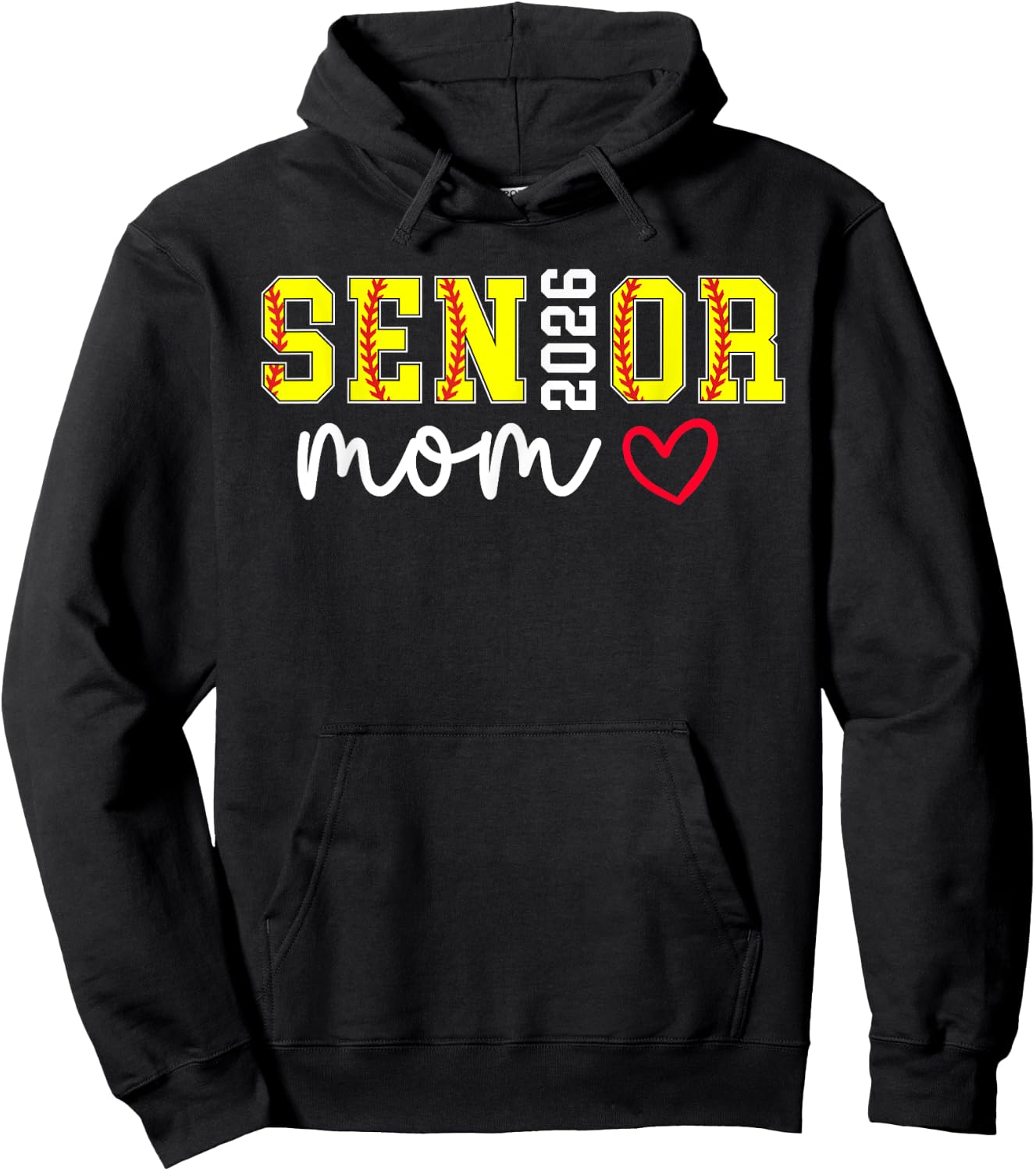 Softball Senior Mom 2026 Softball Player Senior Mama 2026 Hoodie - Hoodie | Black