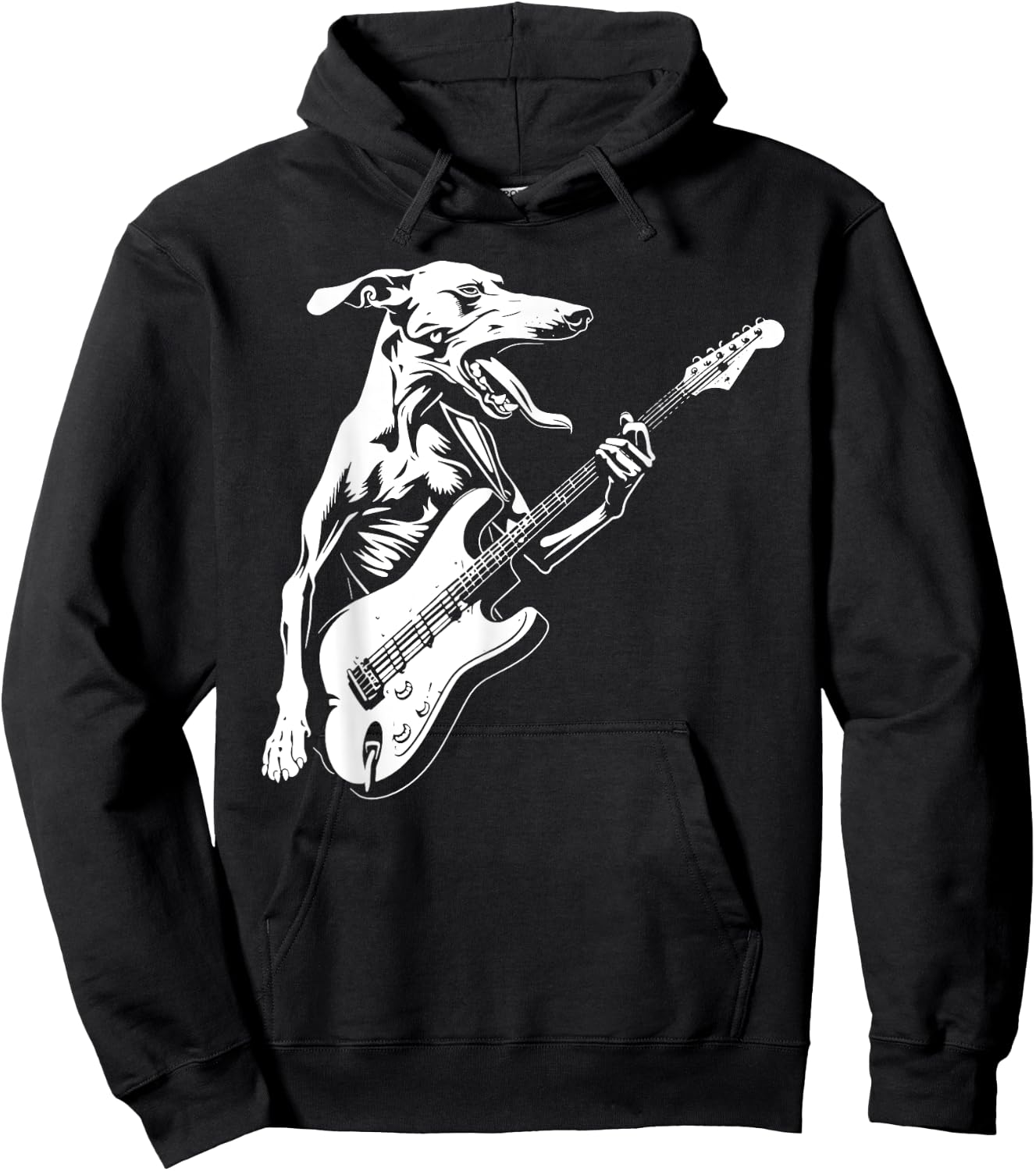 Dog Guitarist Guitar - Greyhound Dad Mom Hoodie - Hoodie | Black